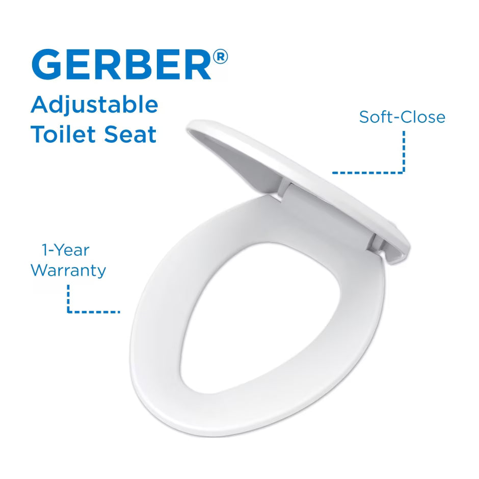 Gerber Adjustable Slow Close Elongated Toilet Seat with Cover