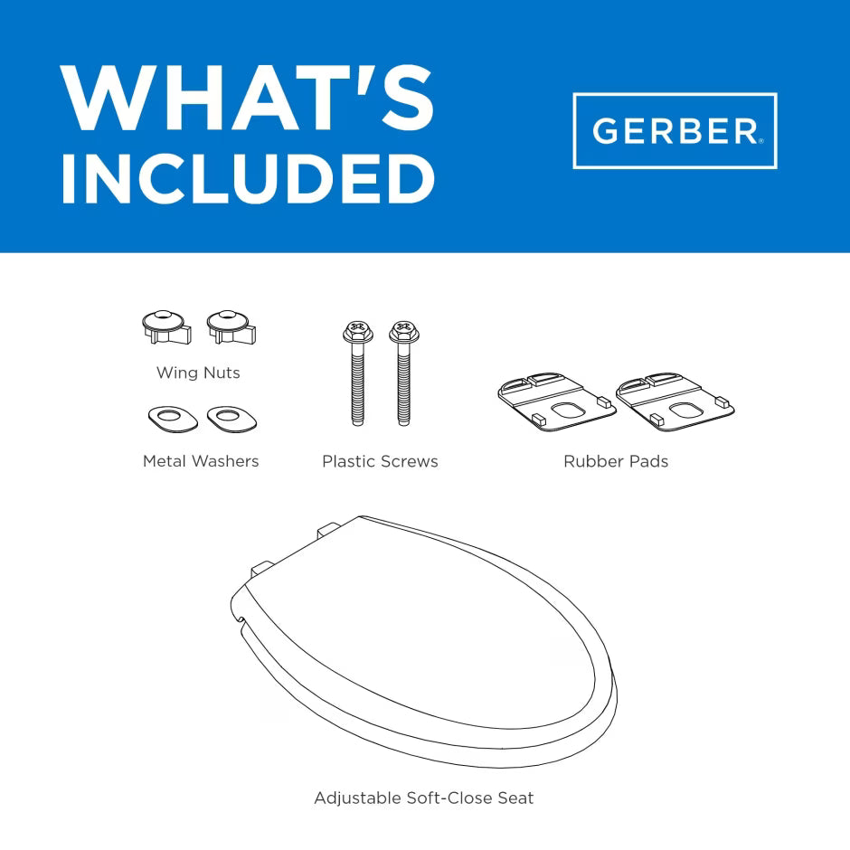 Gerber Adjustable Slow Close Elongated Toilet Seat with Cover