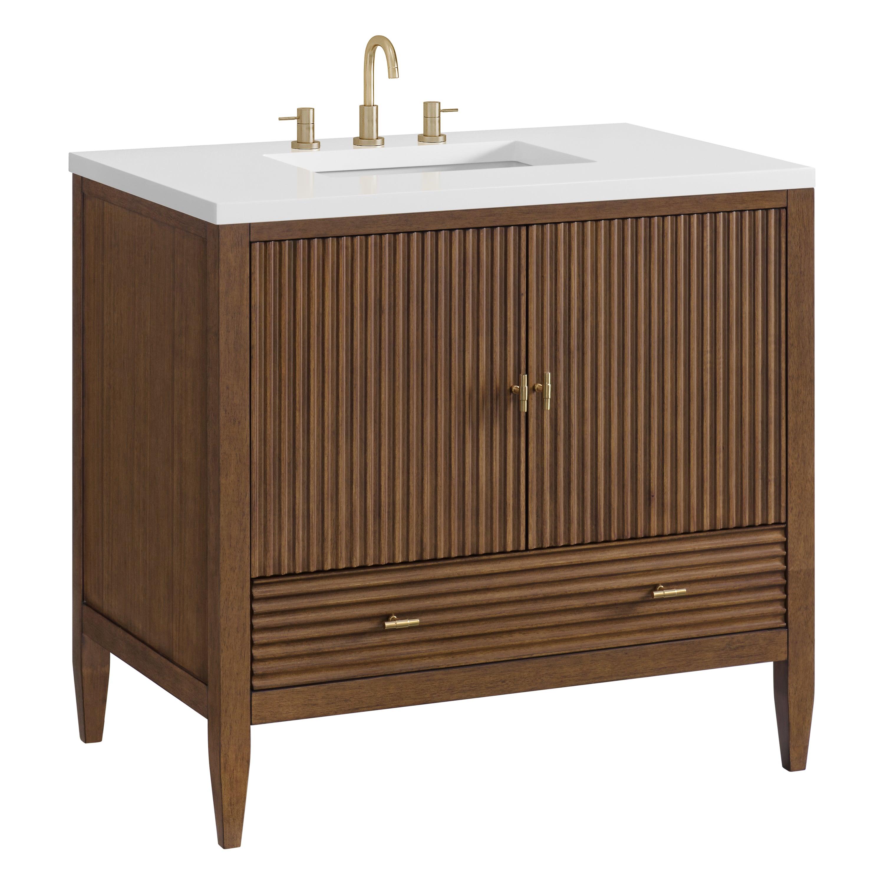 James Martin Myrrin 36" Vanity in Mid Century Walnut with 3cm Countertop