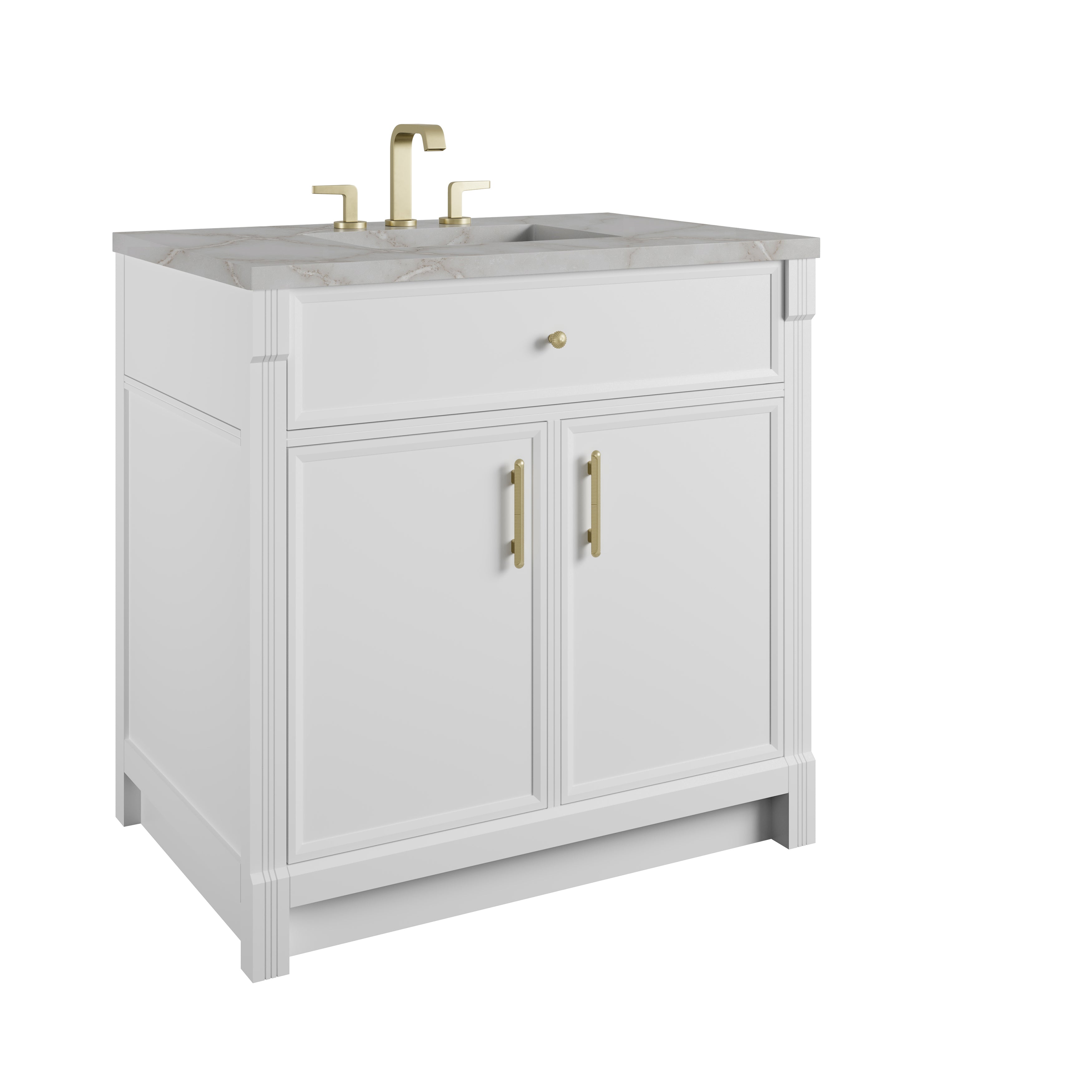 James Martin Bellshire 36" Single Vanity in Bright White with 3cm Countertop