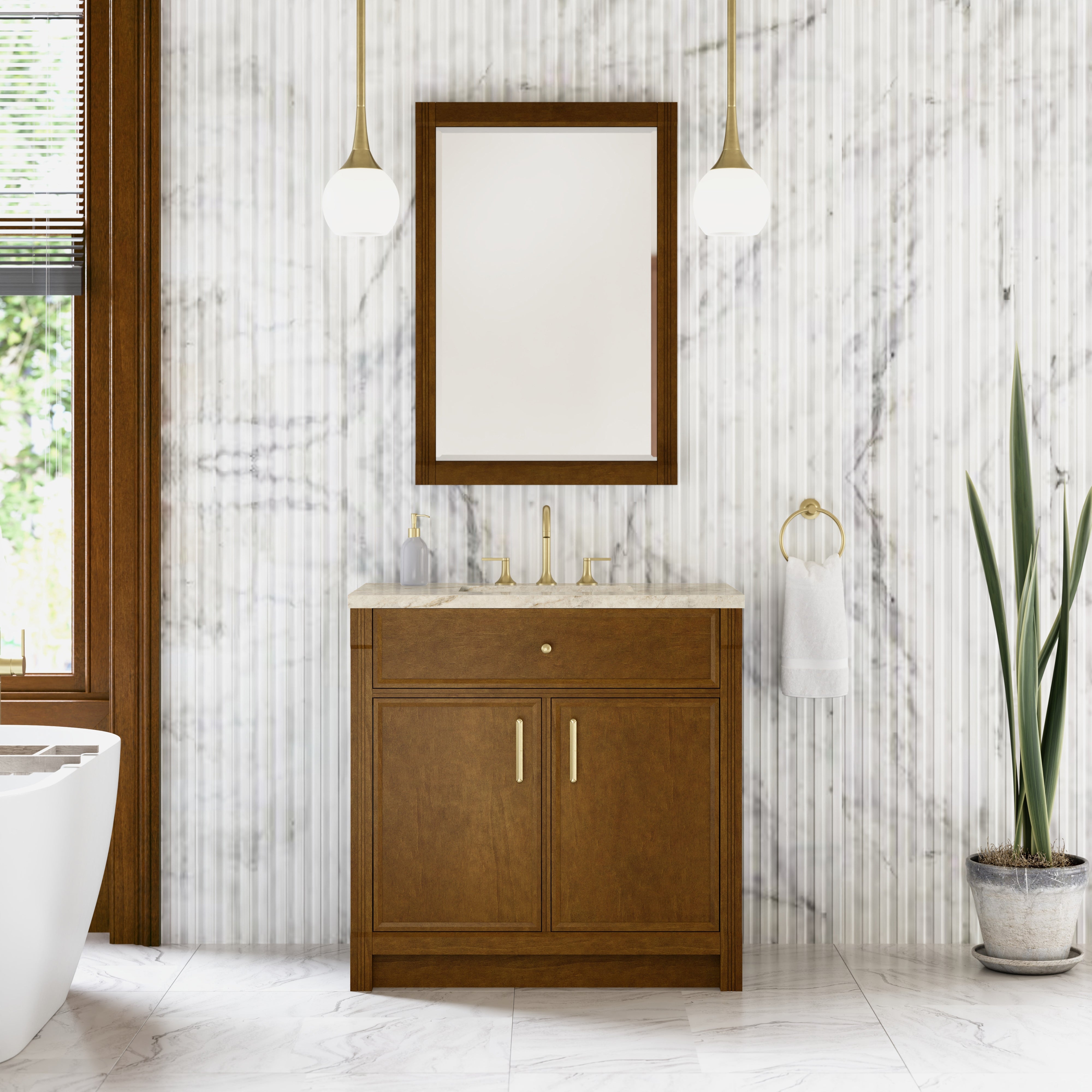 James Martin Bellshire 36" Single Vanity in Honey Oak with 3cm Countertop