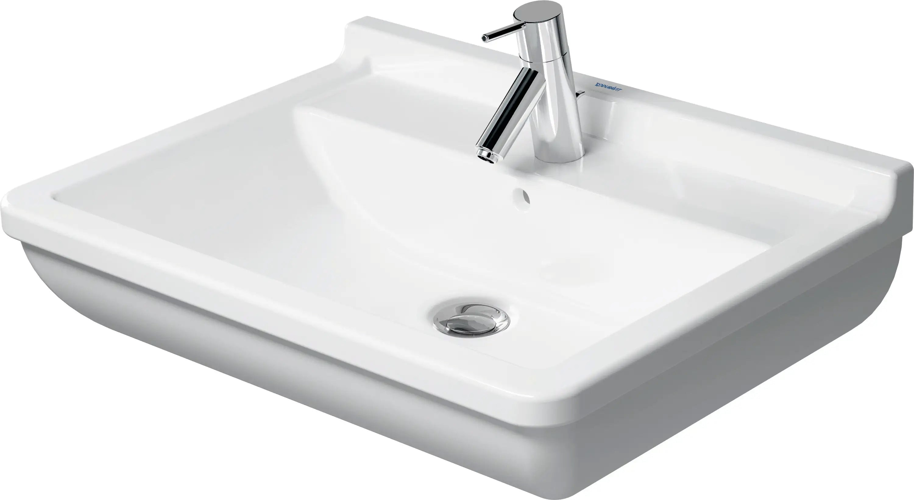 Duravit Starck 3 25 5/8'' Rectangular Wall Mounted Sink in White with Single Faucet Hole and with Overflow