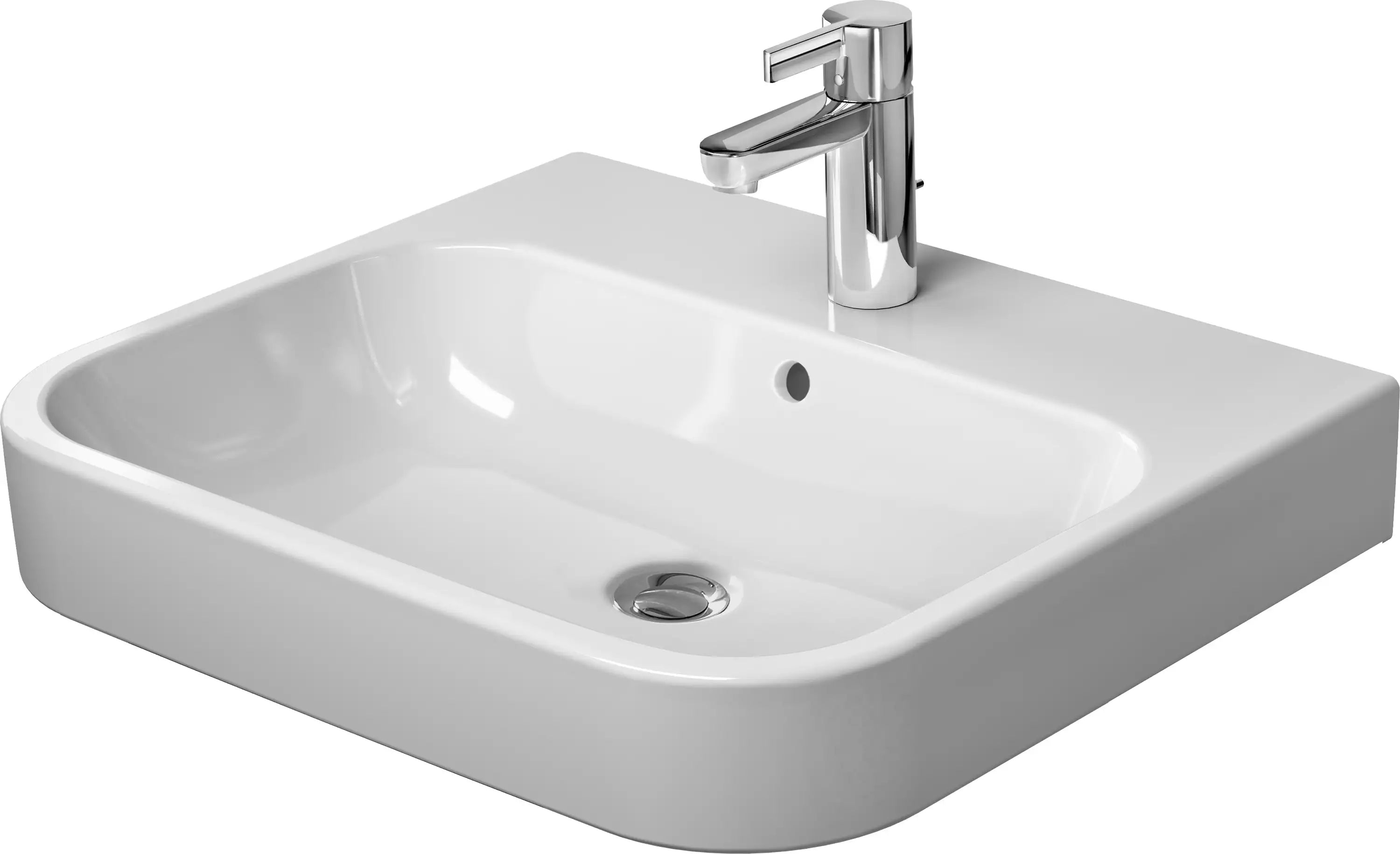 Duravit Happy D.2 23 5/8'' Rectangular Wall Mounted Sink in White with Single Faucet Hole and with Overflow