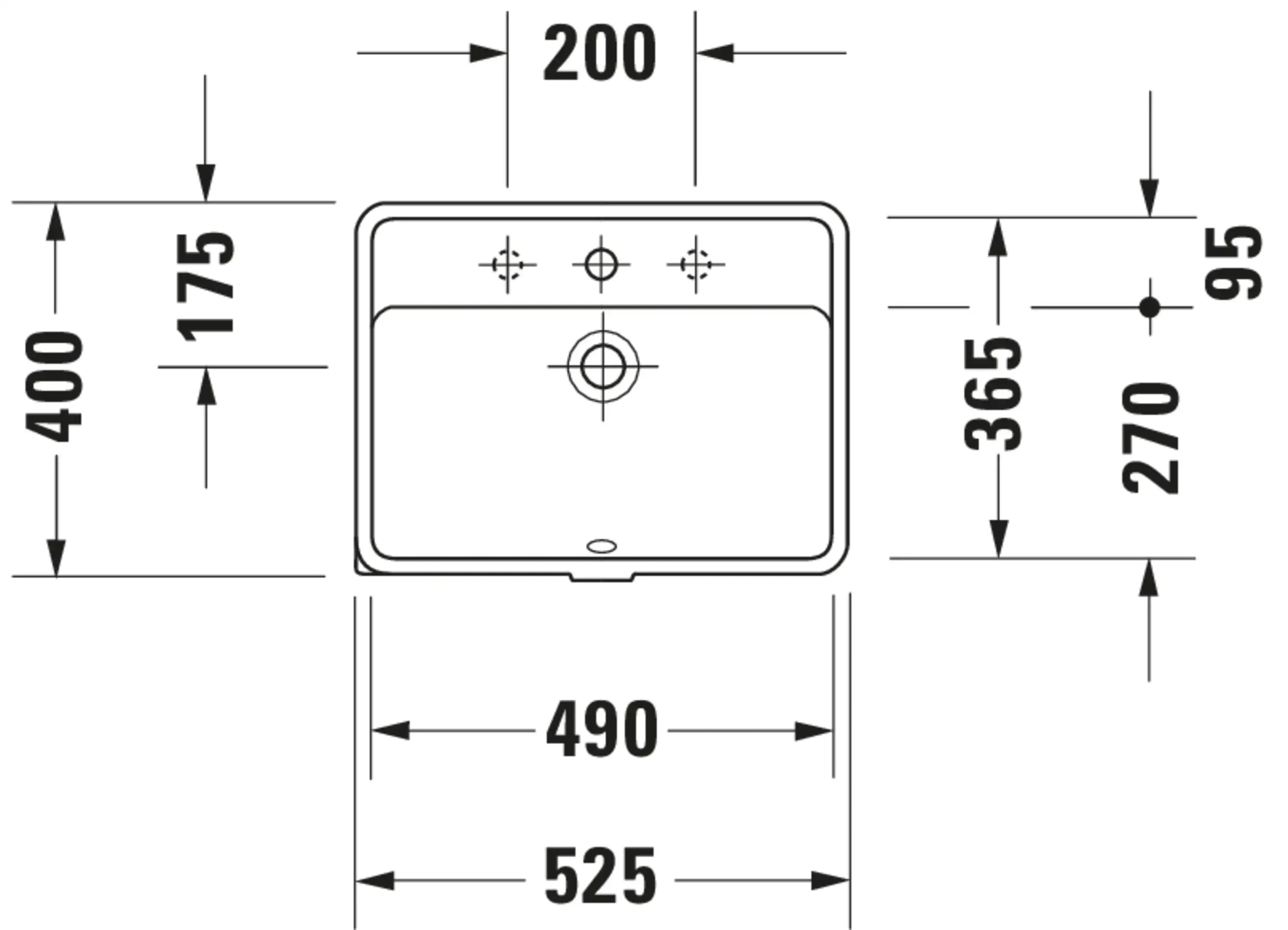 Duravit Starck 3 20 5/8'' Rectangular Undermount Sink in White with Overflow