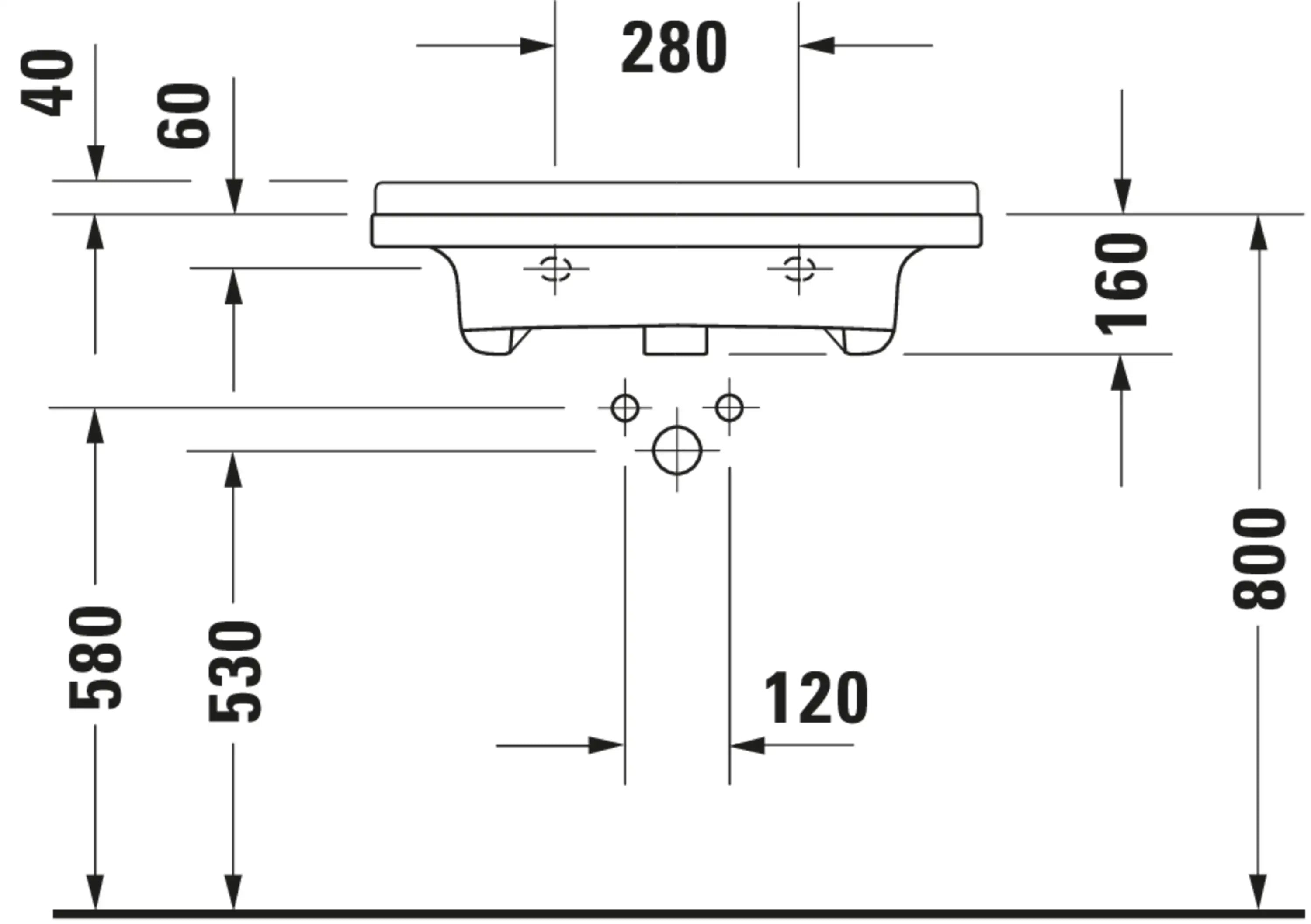 Duravit Starck 3 27 1/2'' Rectangular Wall Mounted Sink in White with Single Faucet Hole and with Overflow