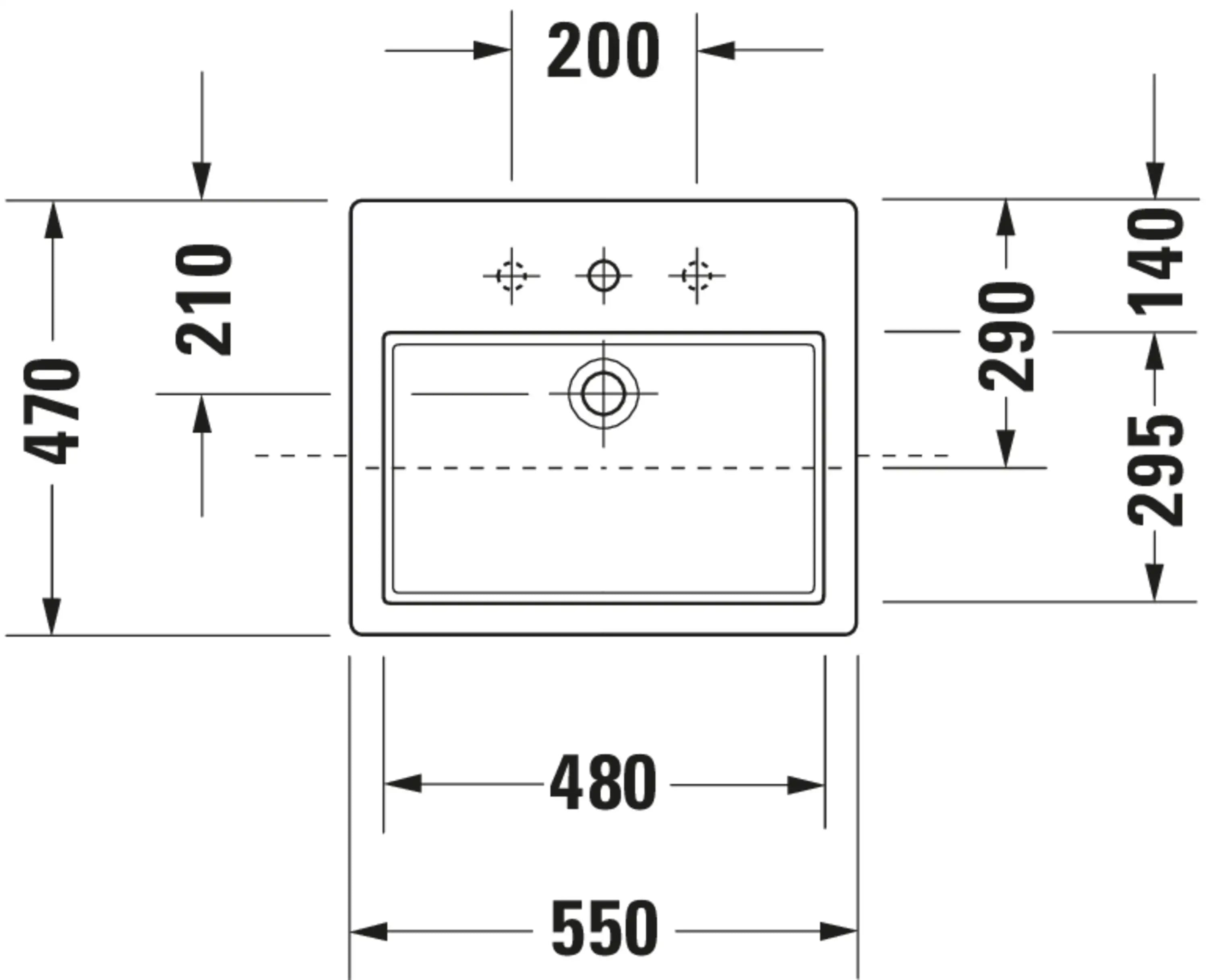 Duravit Vero 21 5/8'' Rectangular Semi-Recessed Sink in White with Single Faucet Hole and Overflow