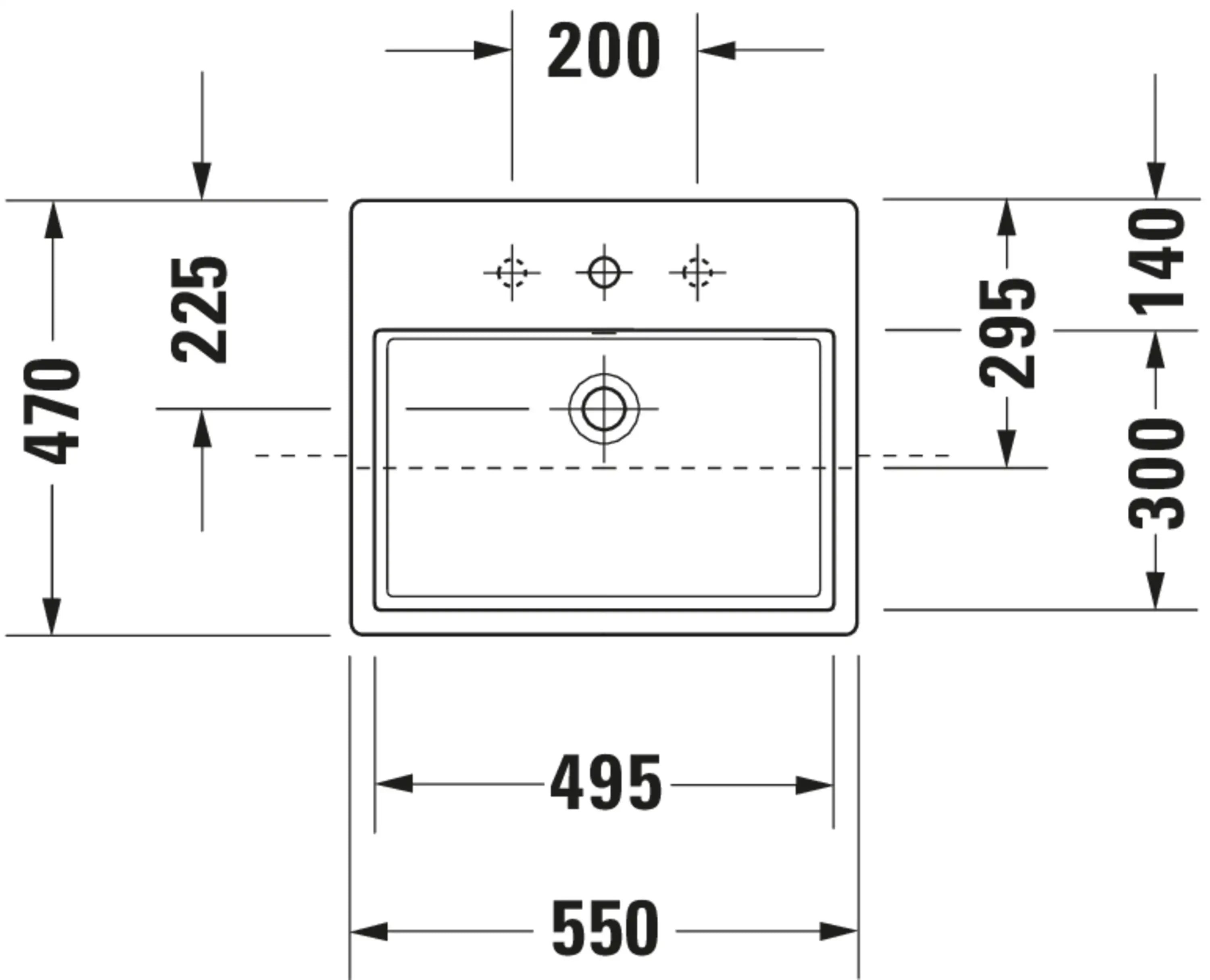 Duravit Vero 21 5/8'' Rectangular Semi-Recessed Sink in White with Single Faucet Hole and Overflow