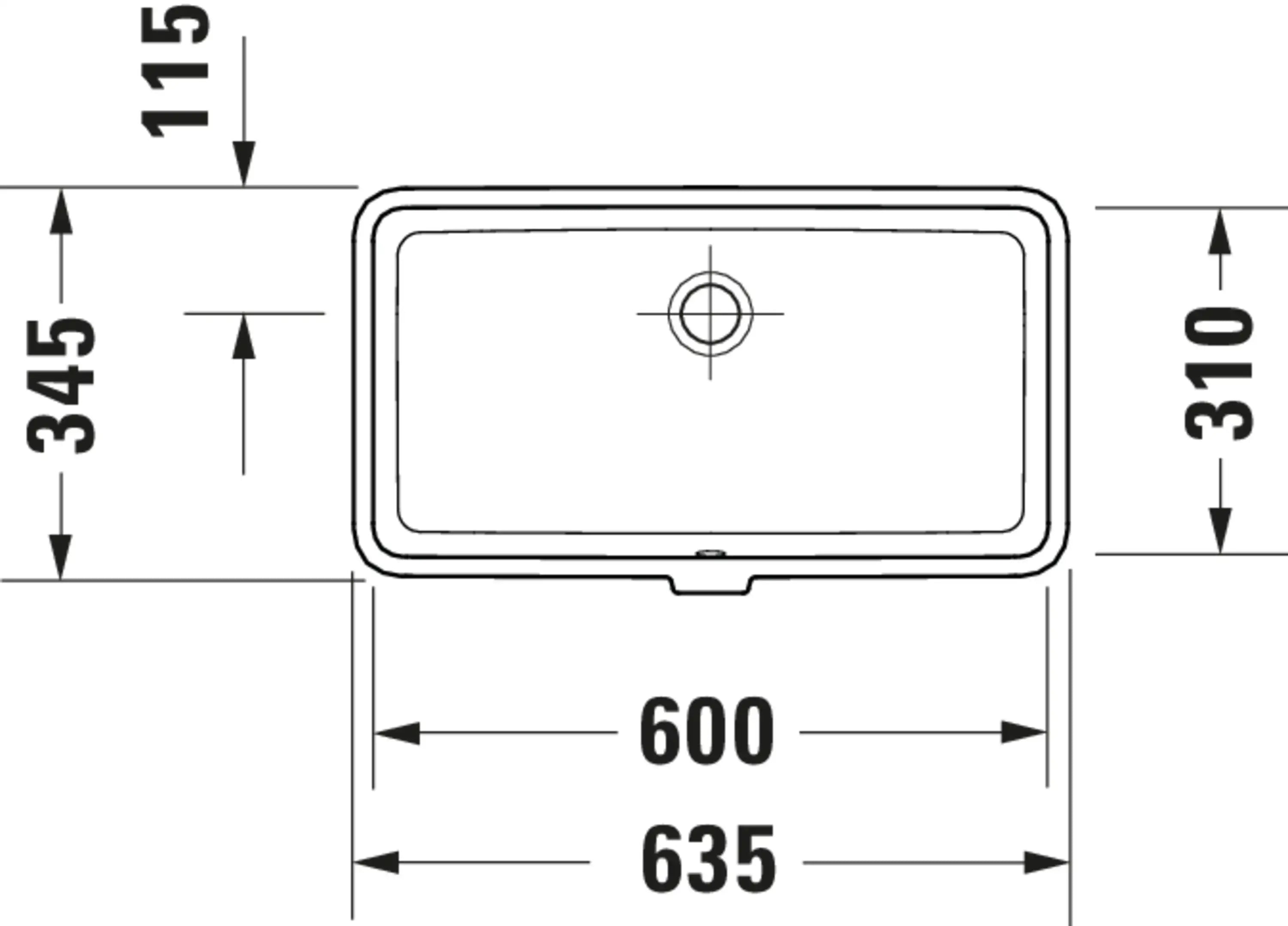 Duravit Vero 25'' Rectangular Undermount Sink in White with Overflow