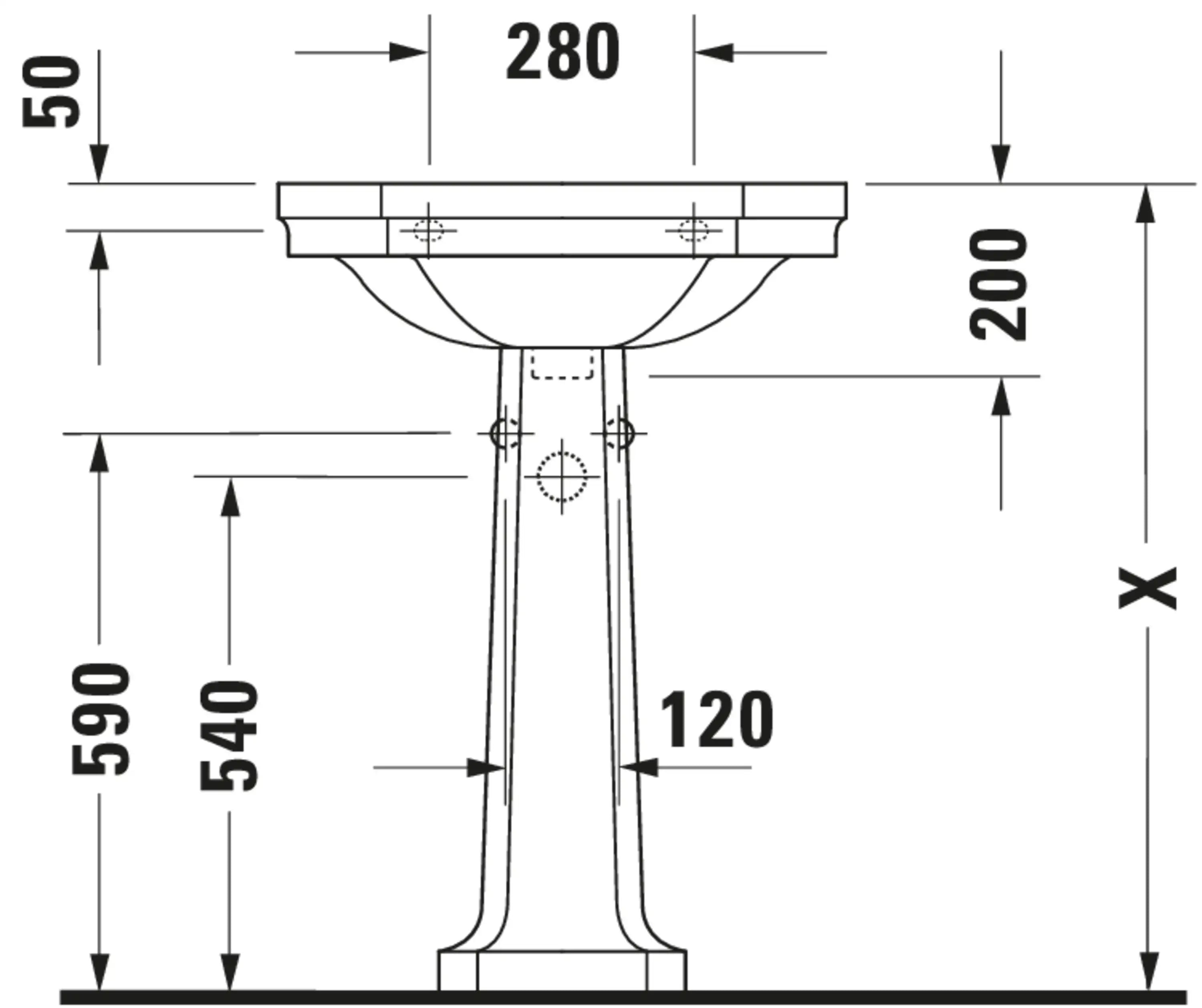 Duravit 1930 series 23 5/8'' Octagonal Wall Mounted Sink in White with Single Faucet Hole and with Overflow