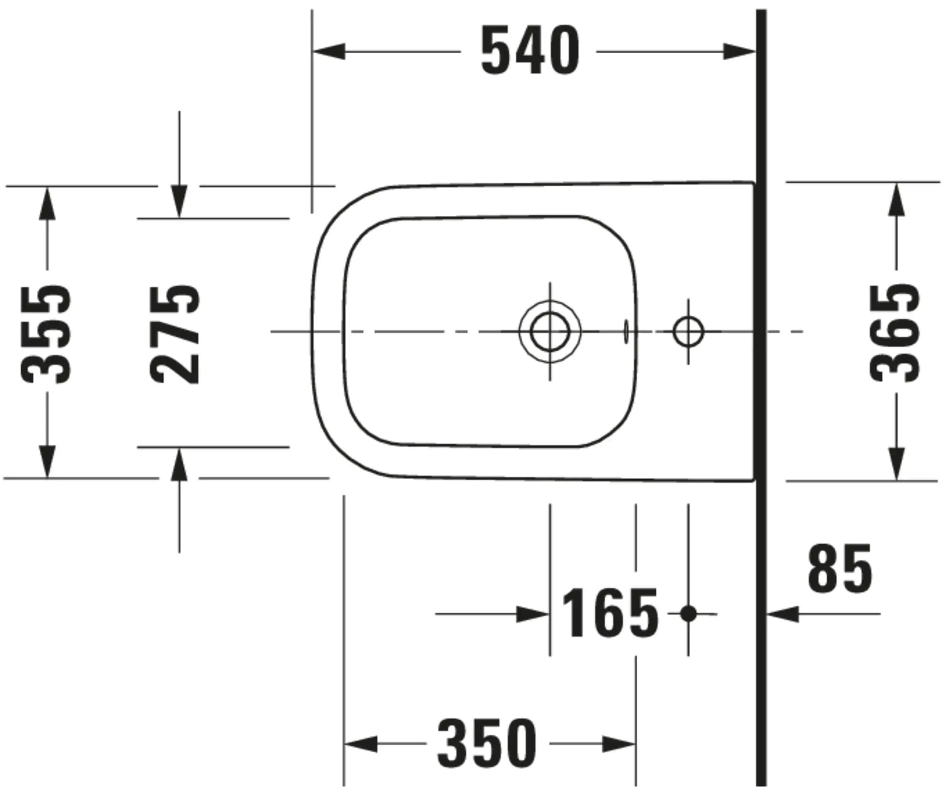 Duravit Happy D.2 Single Hole Horizontal Spray Wall Mount Bidet
