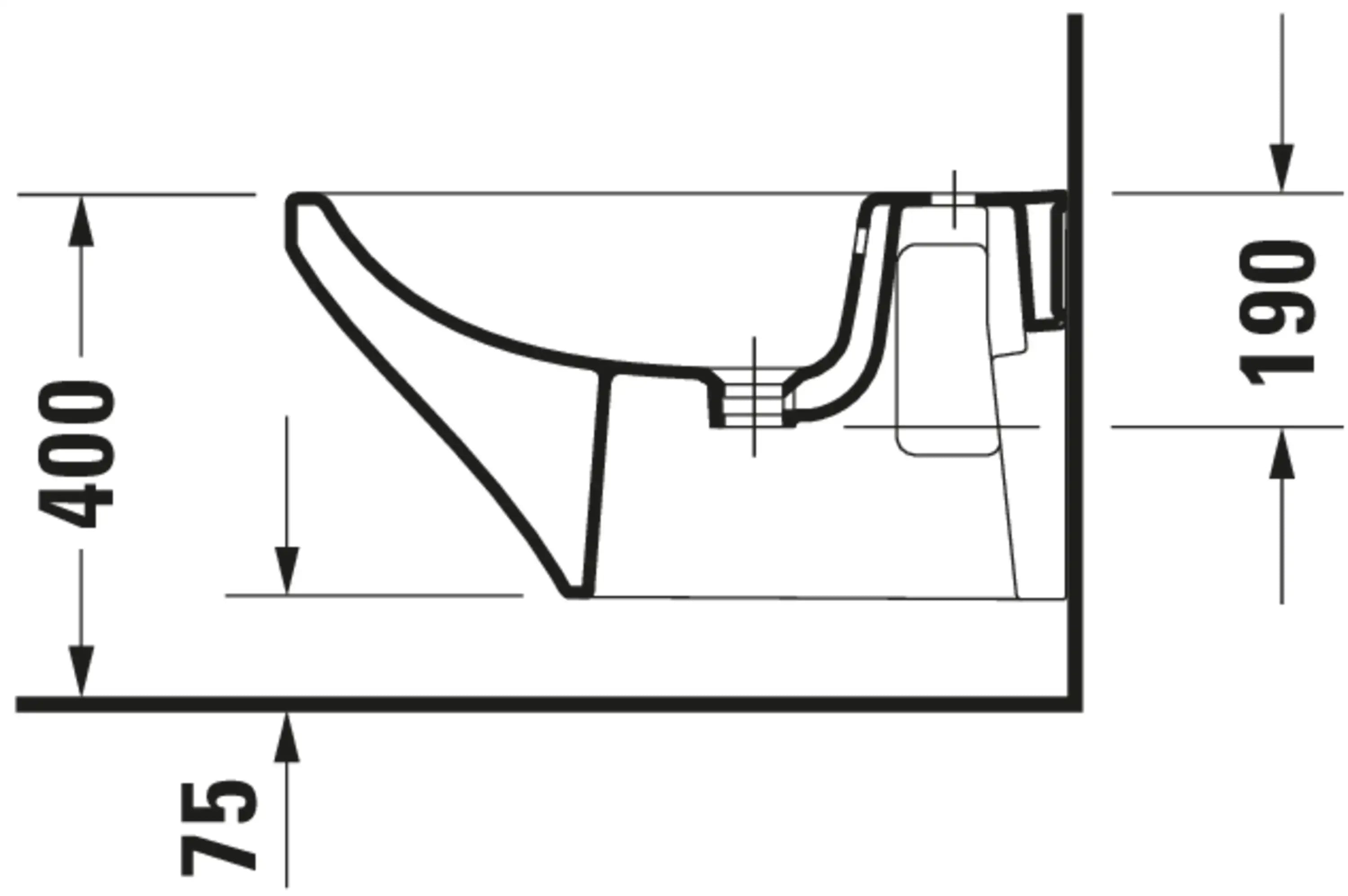 Duravit DuraStyle Single Hole Horizontal Spray Wall Mount Bidet in White