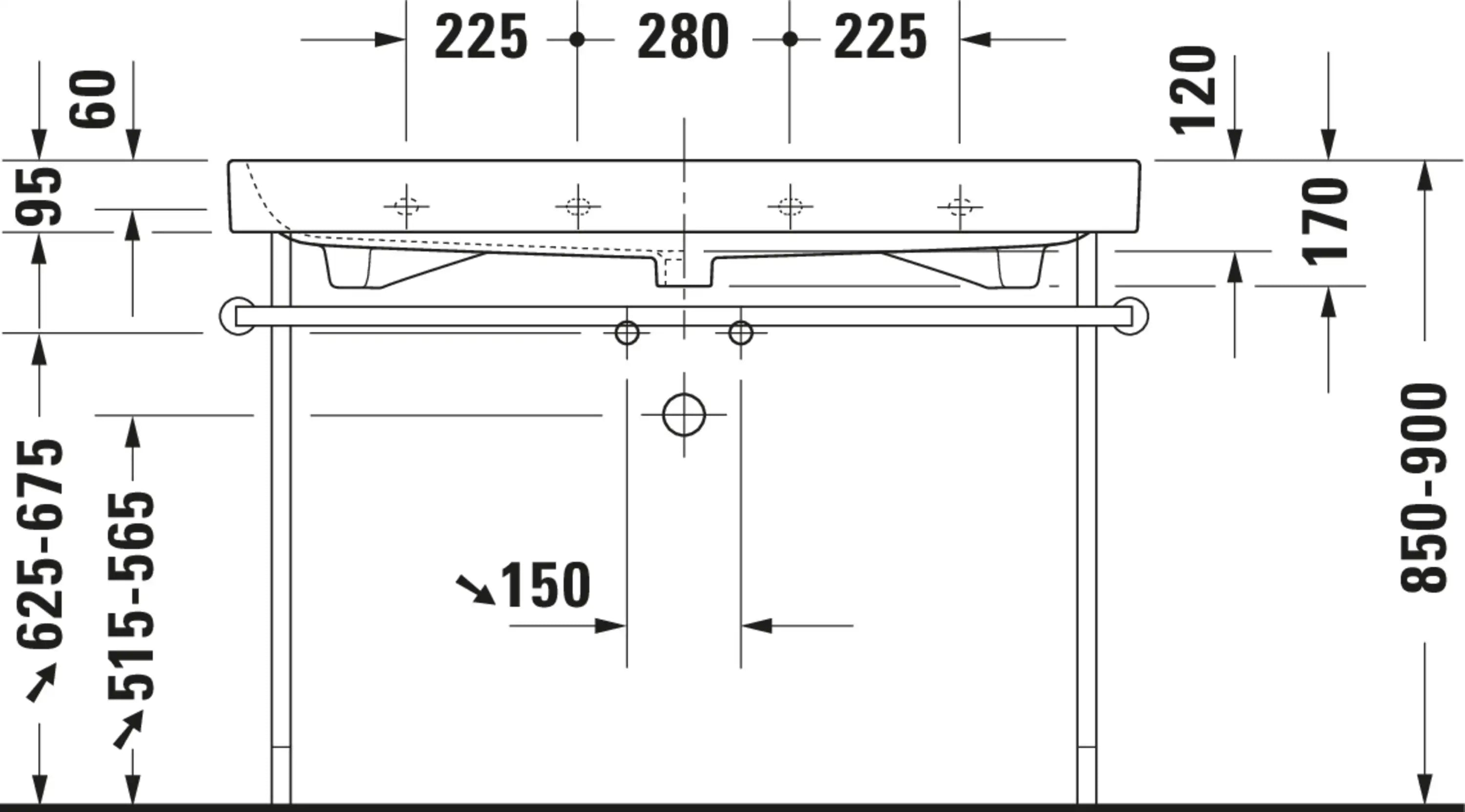 Duravit Happy D.2 46 3/8'' x 19 3/8'' Console in Chrome