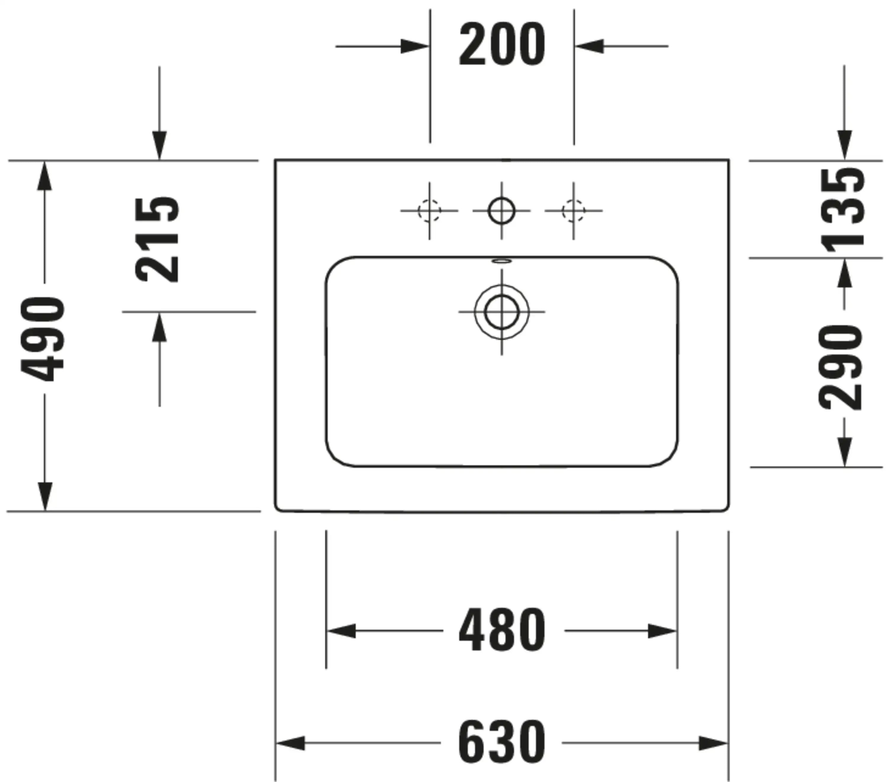Duravit ME by Starck 24 3/4'' Rectangular Wall Mounted Sink in White with Overflow