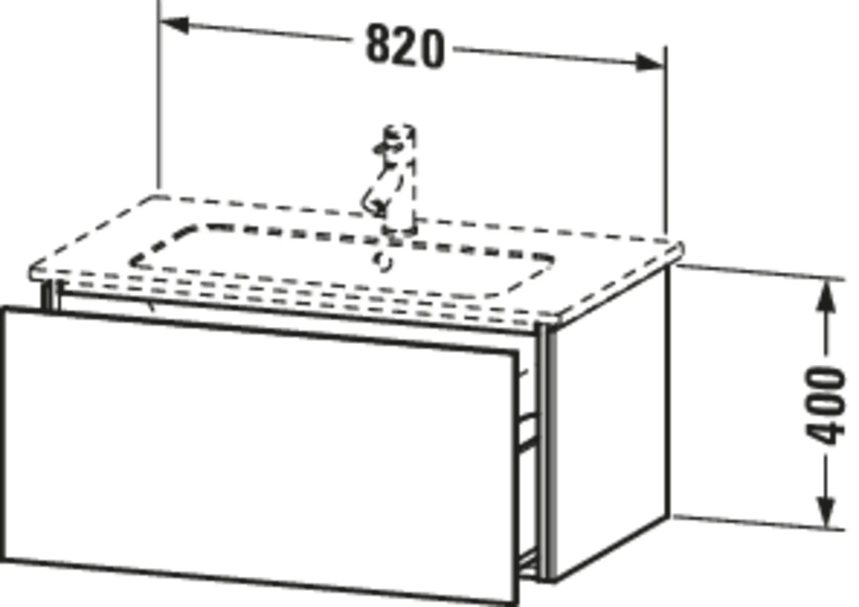 Duravit L-Cube 32 1/4'' Wall Mount One Drawer Single Vanity Cabinet, Sink Sold Separately