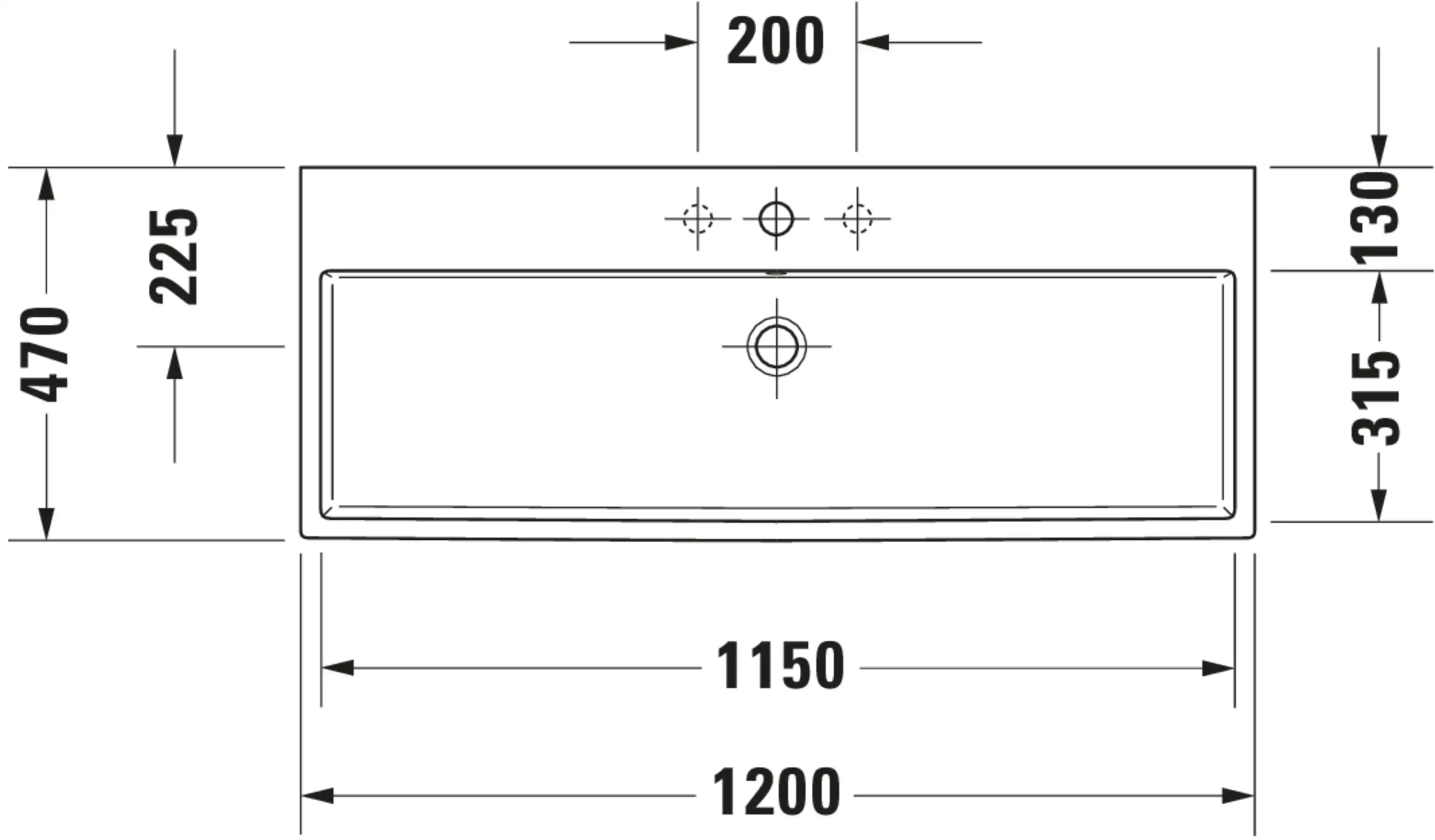 Duravit Vero 47 1/4'' Rectangular Vessel Sink in White with Single Faucet Hole and with Overflow