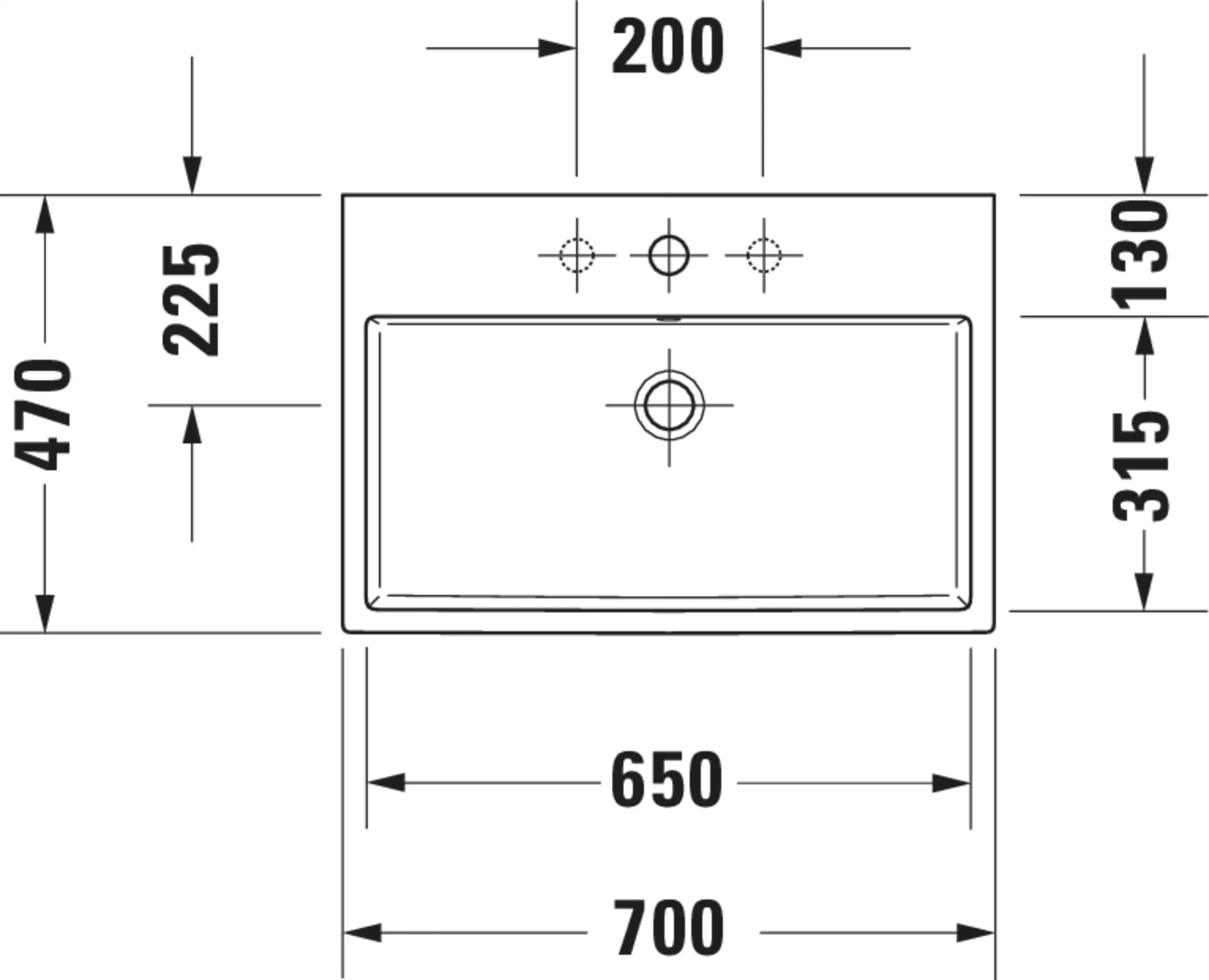 Duravit Vero 27 1/2'' Rectangular Wall Mounted Sink in White with Overflow