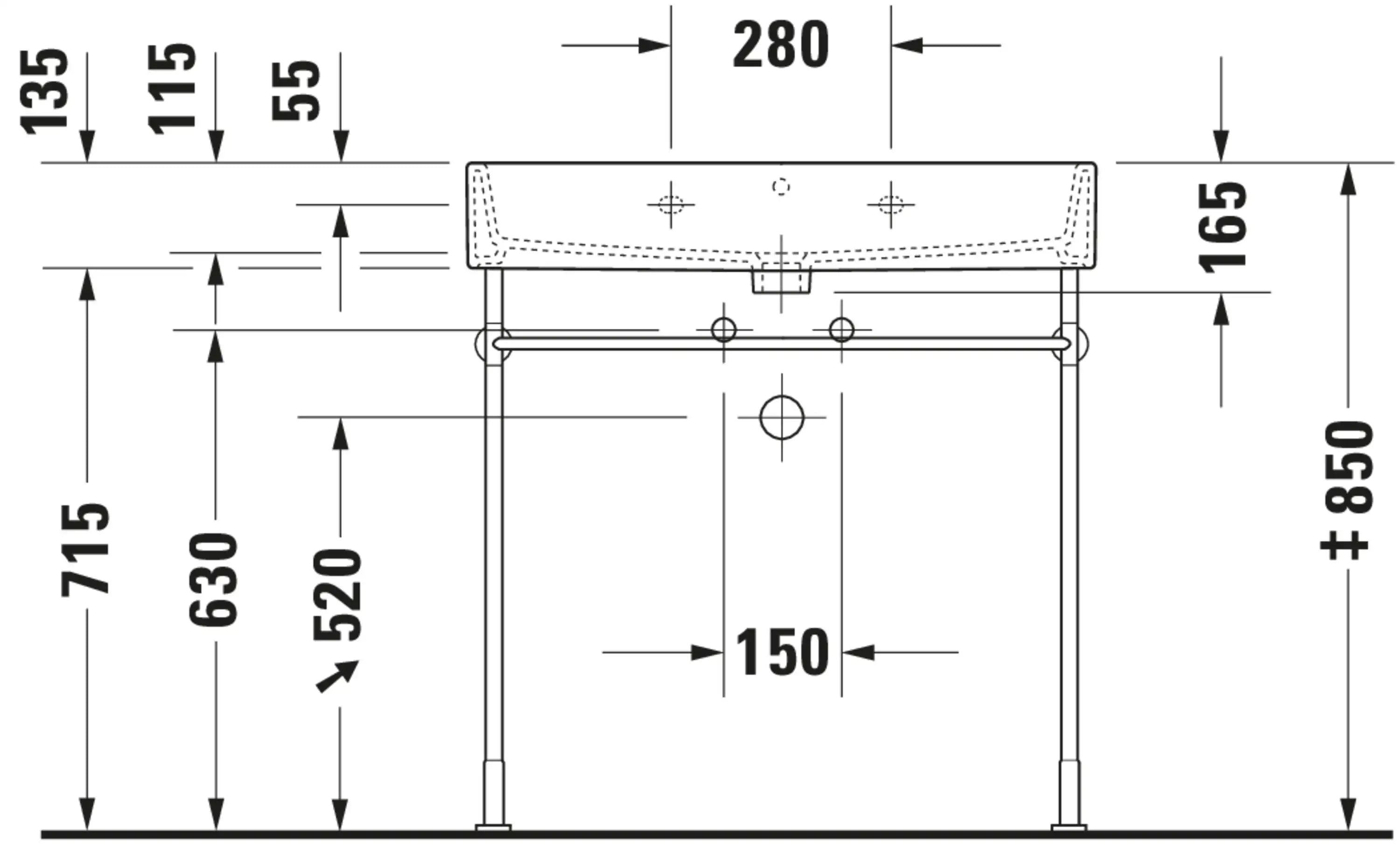 Duravit Vero 31 1/2'' Rectangular Wall Mounted Sink in White with Overflow