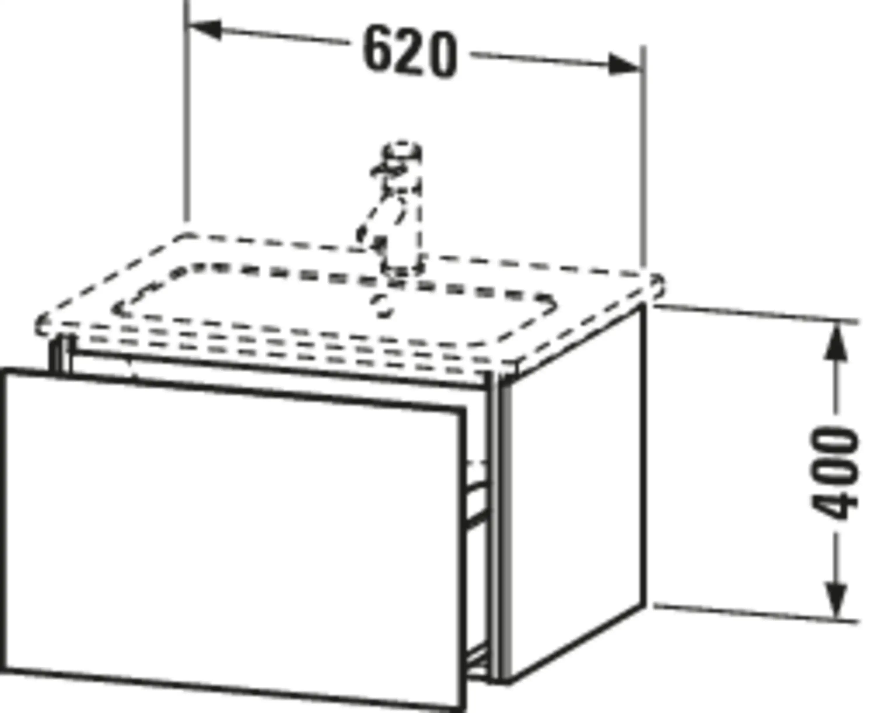 Duravit L-Cube 24 3/8'' Wall Mount One Drawer Single Vanity Cabinet, Sink Sold Separately