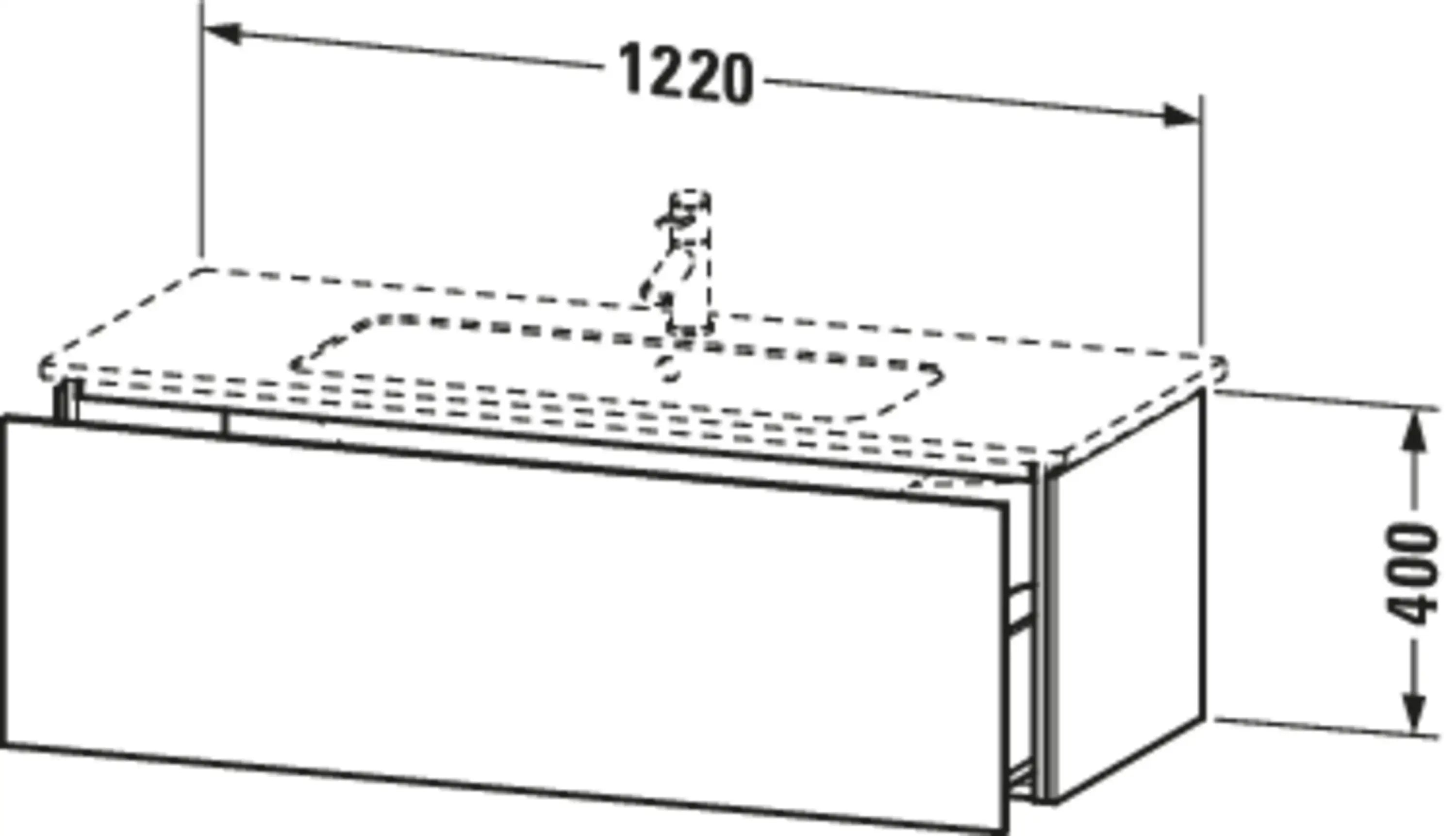 Duravit L-Cube 48'' Wall Mount One Drawer Single Vanity Cabinet, Sink Sold Separately
