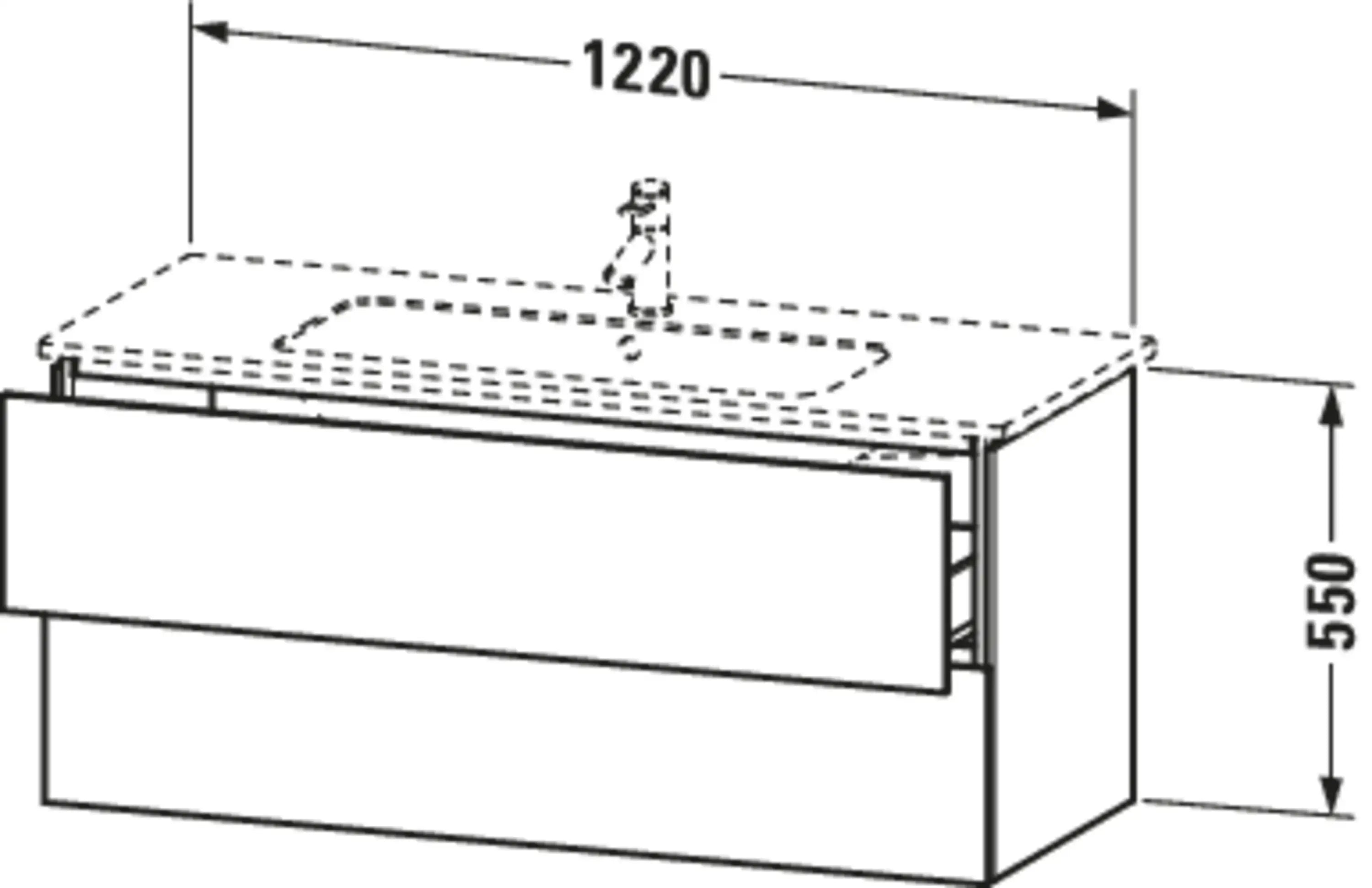 Duravit L-Cube 48'' Wall Mount Two Drawer Single Vanity Cabinet, Sink Sold Separately