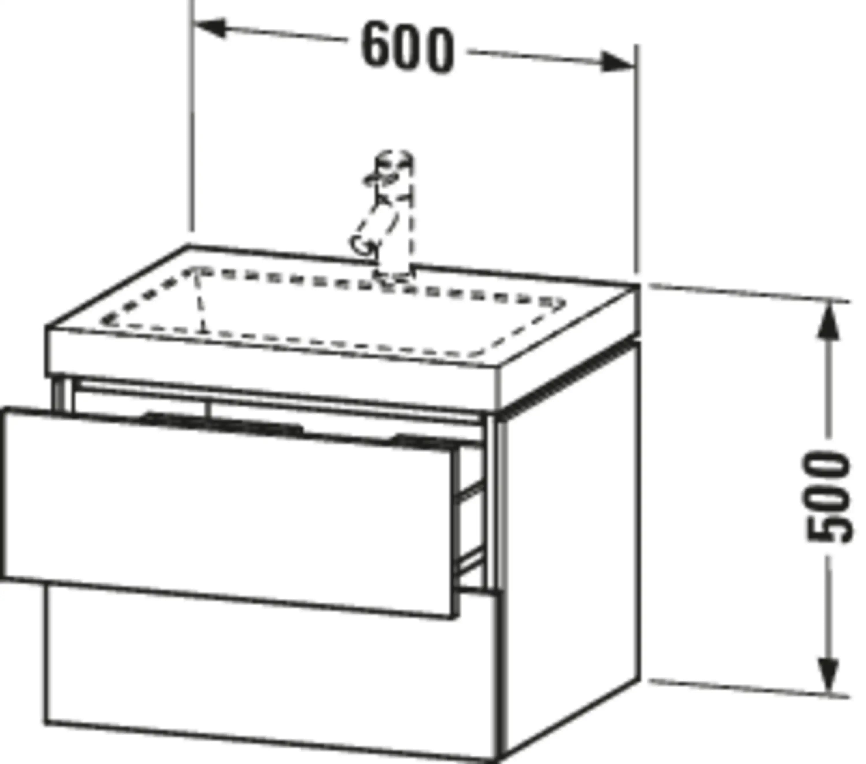 Duravit L-Cube 23 5/8'' Wall Mount Two Drawer c-bonded Single Vanity, Including Cabinet and