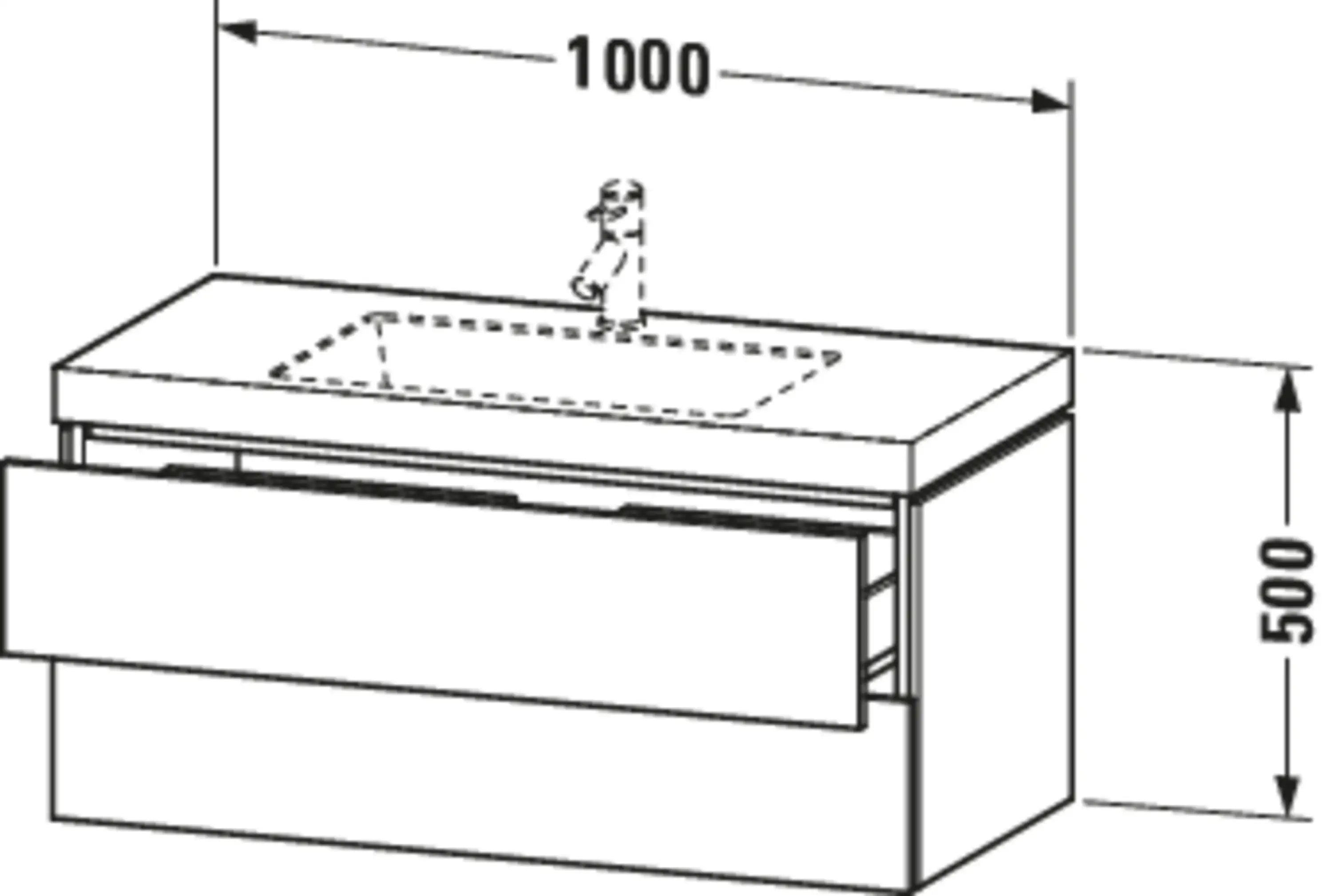 Duravit L-Cube 39 3/8'' Wall Mount Two Drawer c-bonded Single Vanity, Including Cabinet and Single Hole Sink