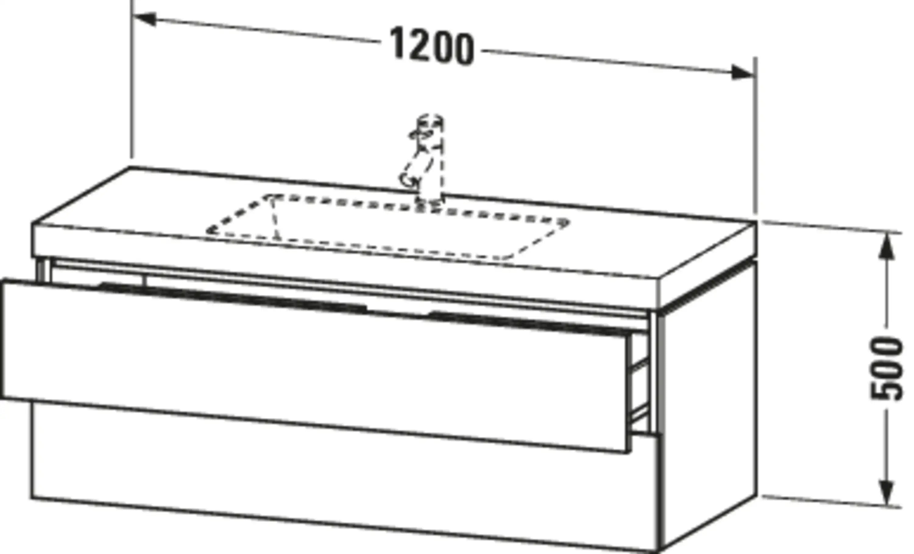 Duravit L-Cube 47 1/4'' Wall Mount Two Drawer c-bonded Single Vanity, Including Cabinet and