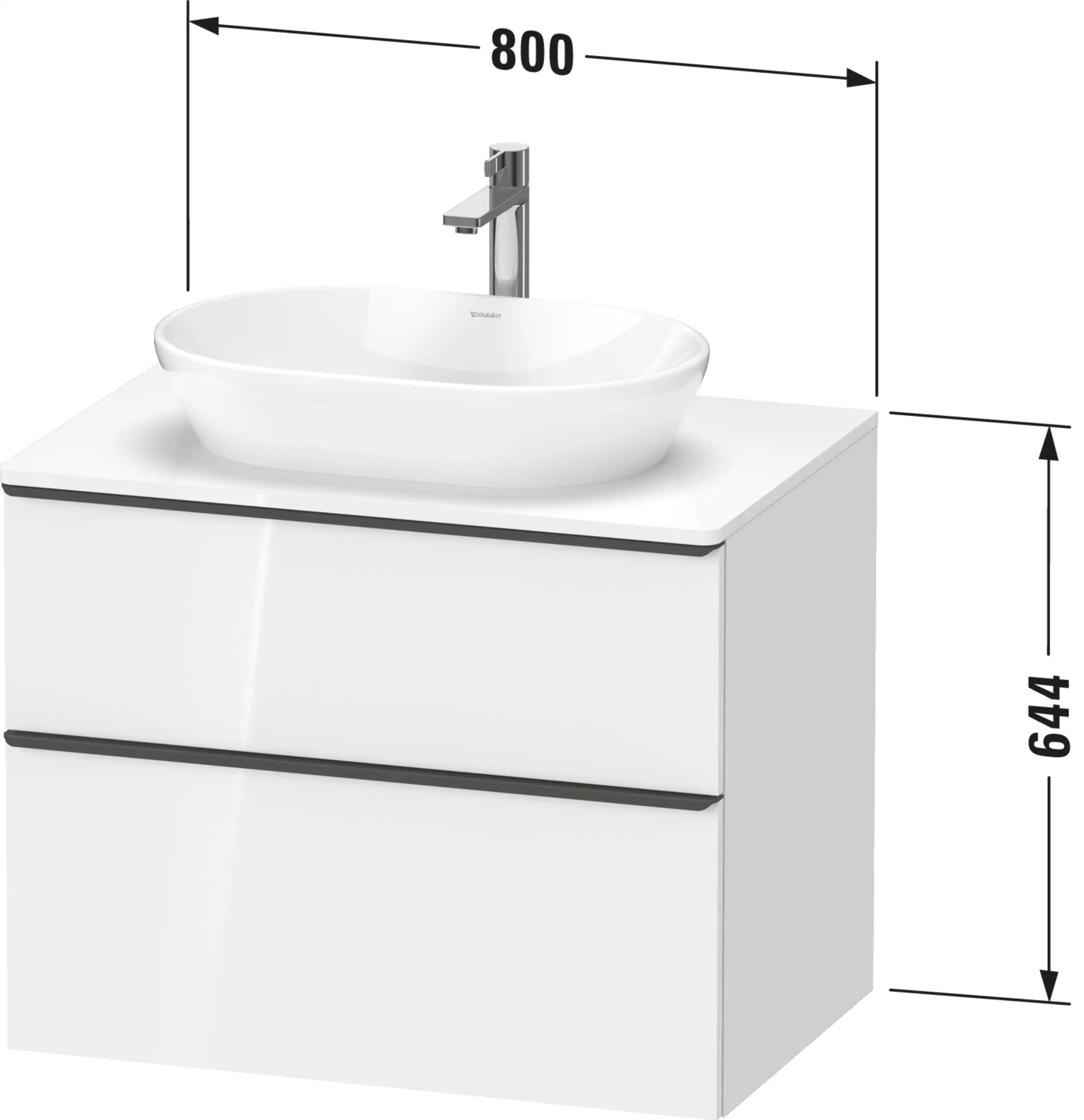 Duravit D-Neo 31 1/2'' Wall Mount Two Drawer Single Vanity Cabinet, Sink Sold Separately