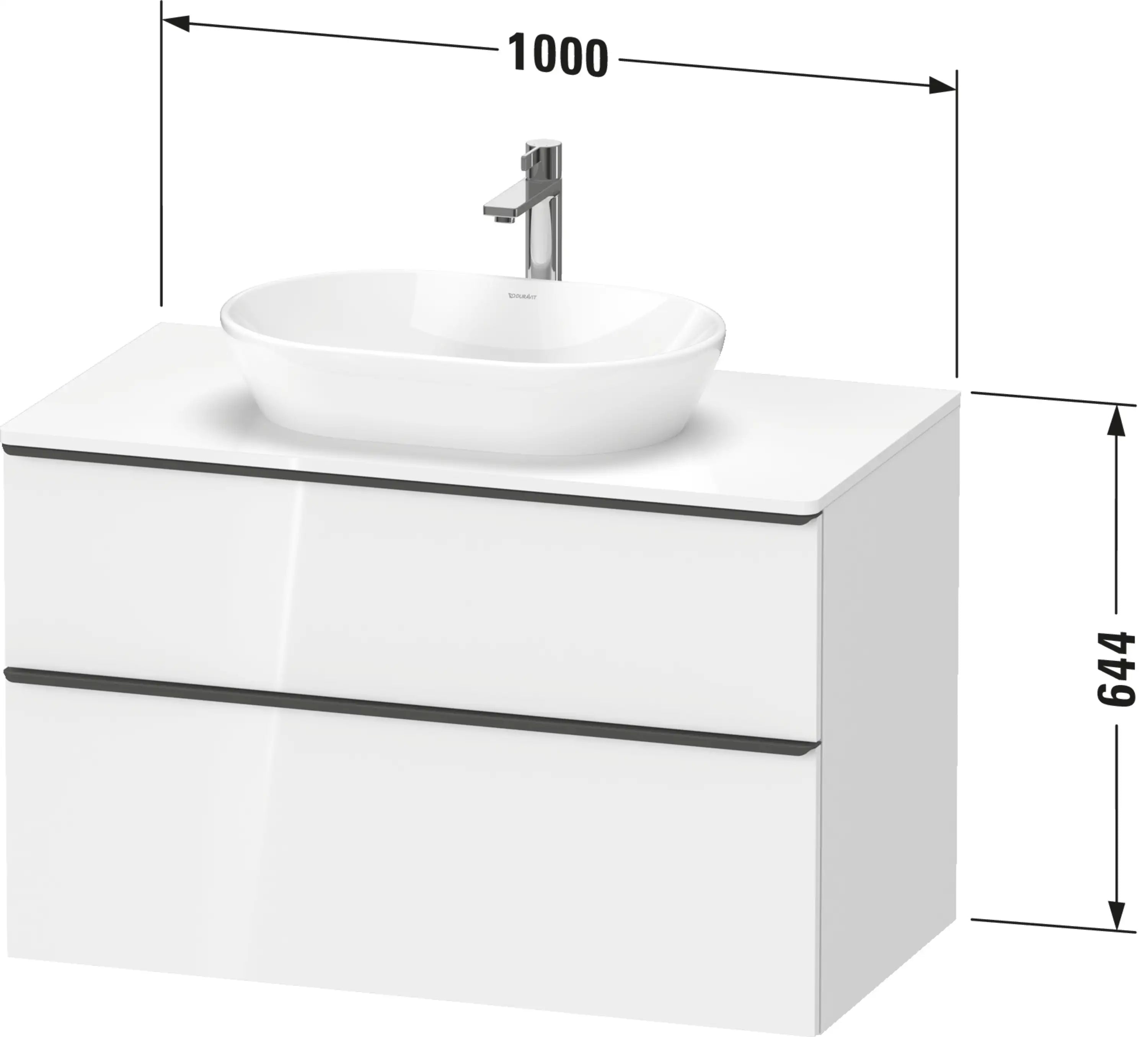 Duravit D-Neo 39 3/8'' Two Drawer Single Vanity Cabinet, Sink Sold Separately