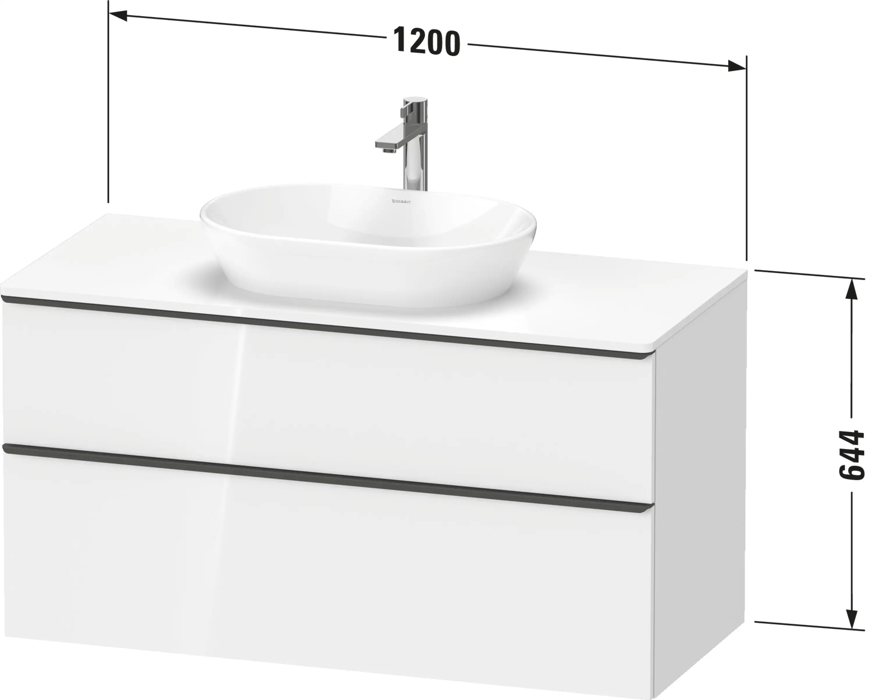 Duravit D-Neo 47 1/4'' Wall Mount Two Drawer Single Vanity Cabinet, Sink Sold Separately