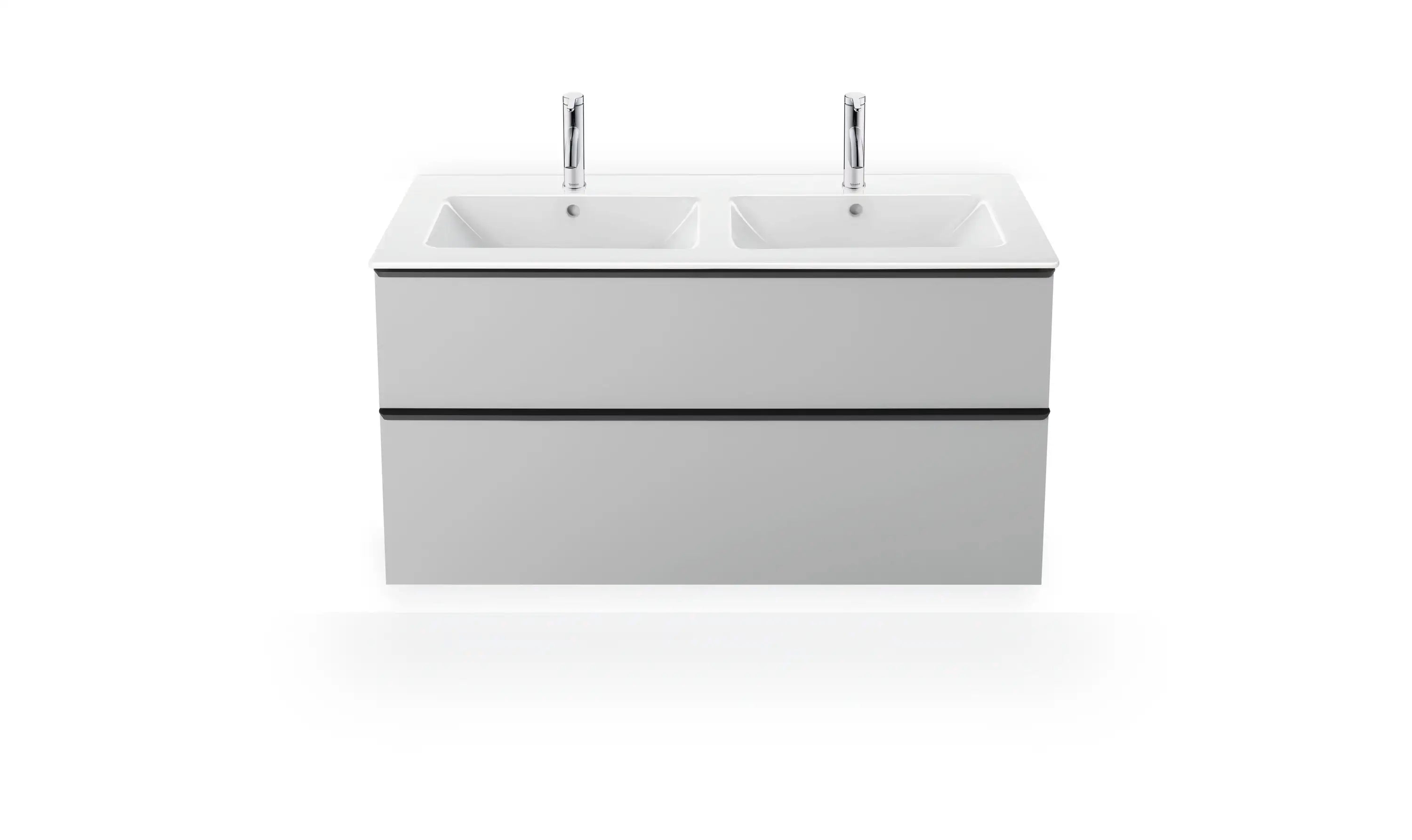 Duravit ME by Starck 51 1/8'' Rectangular Wall Mounted Sink in White with Two Sets of Single Faucet Holes and with Overflow