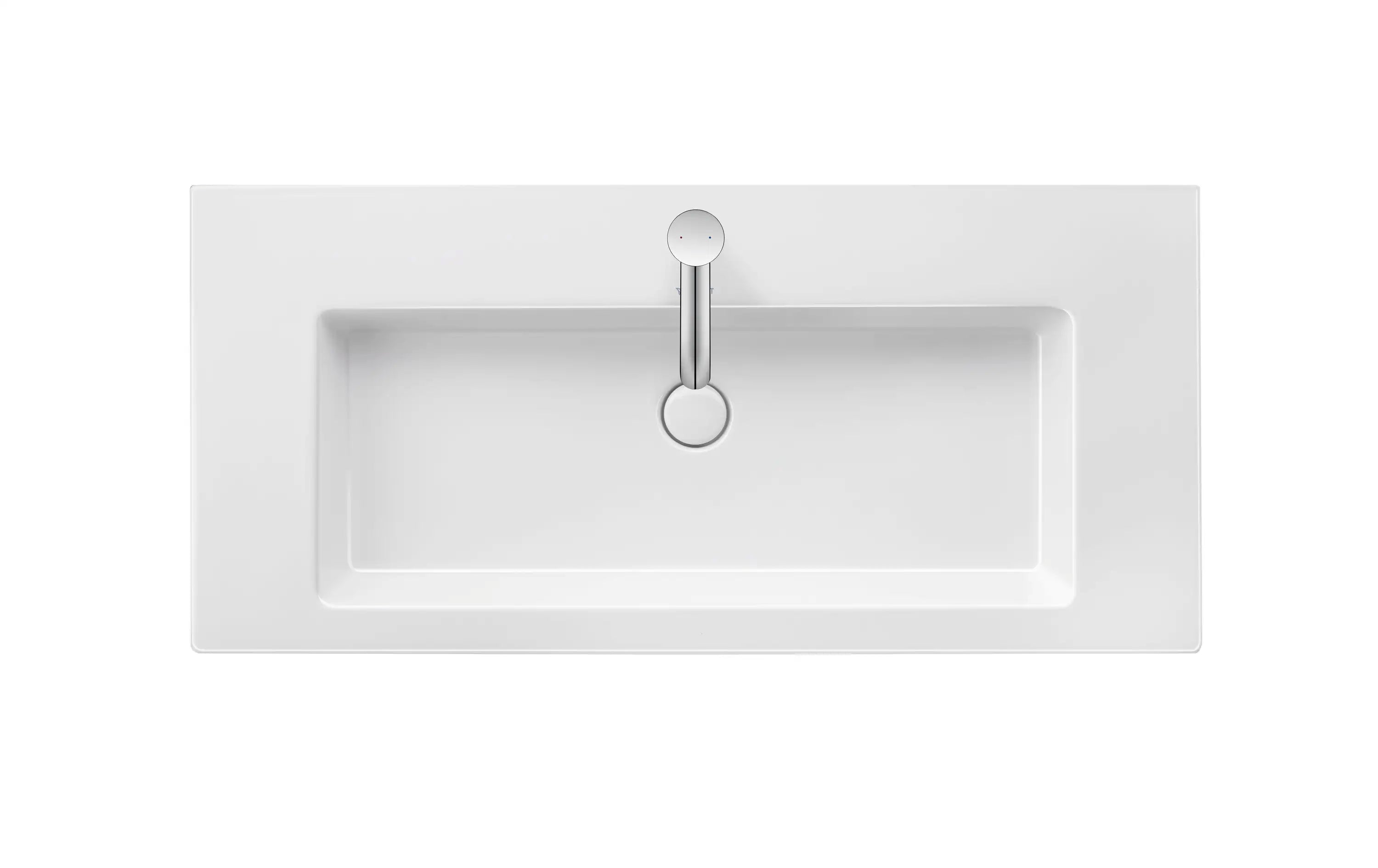 Duravit White Tulip 41 1/2'' Rectangular Wall Mounted Sink in White with Single Faucet Hole and with Overflow