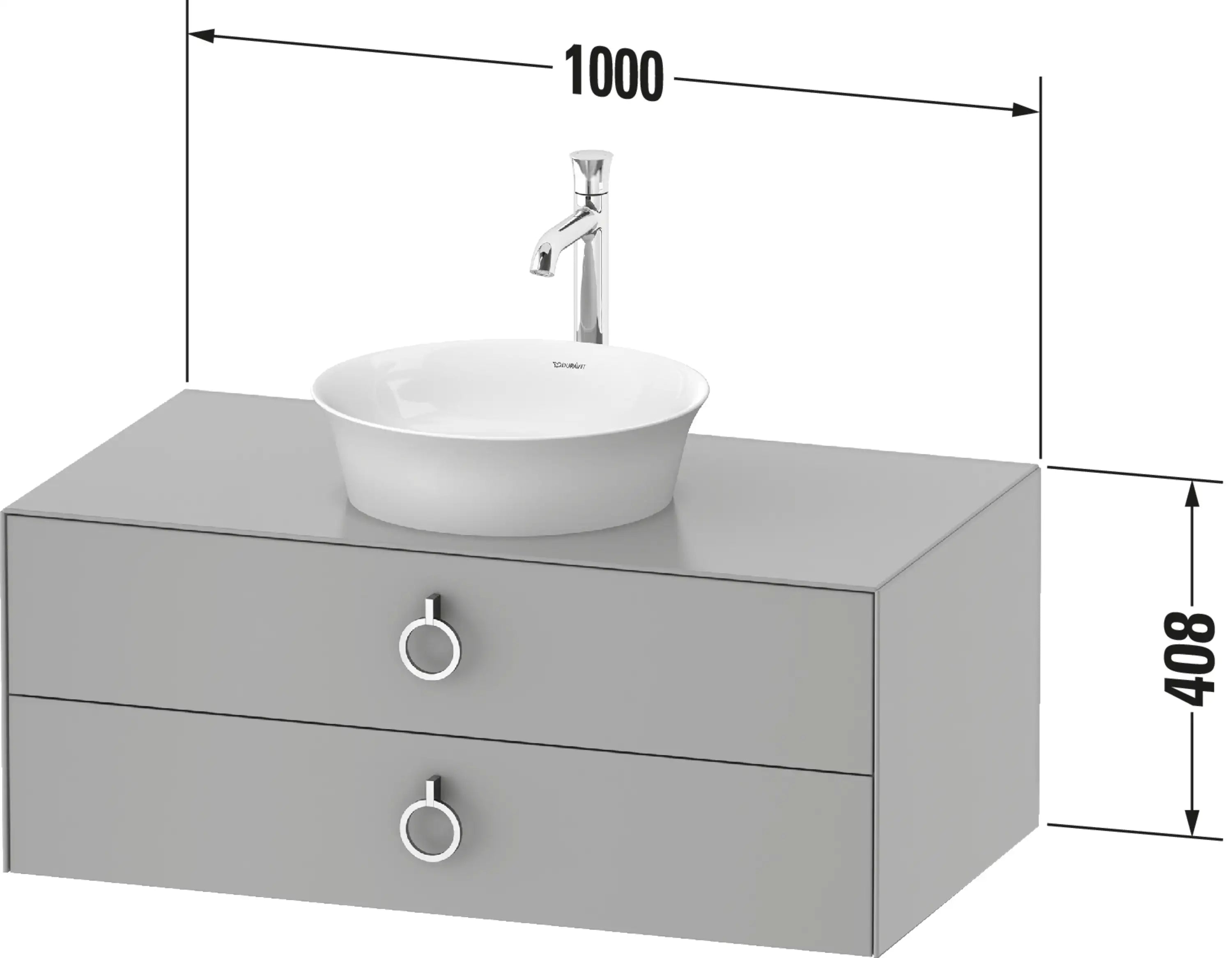 Duravit White Tulip 39 3/8'' Wall Mount Two Drawer Single Vanity Cabinet, Sink Sold Separately