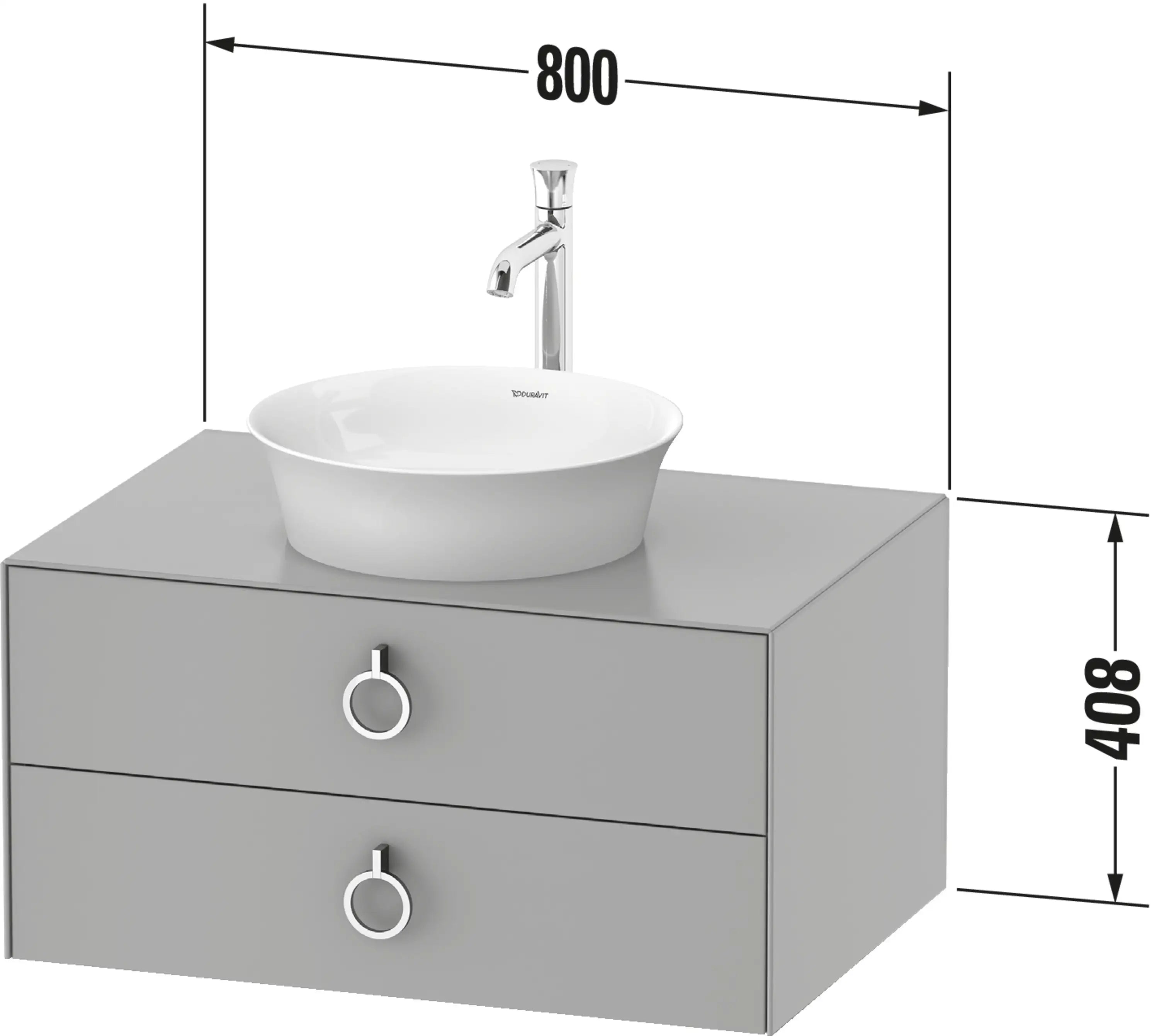Duravit White Tulip 31 1/2'' Wall Mount Two Drawer Single Vanity Cabinet, Sink Sold Separately