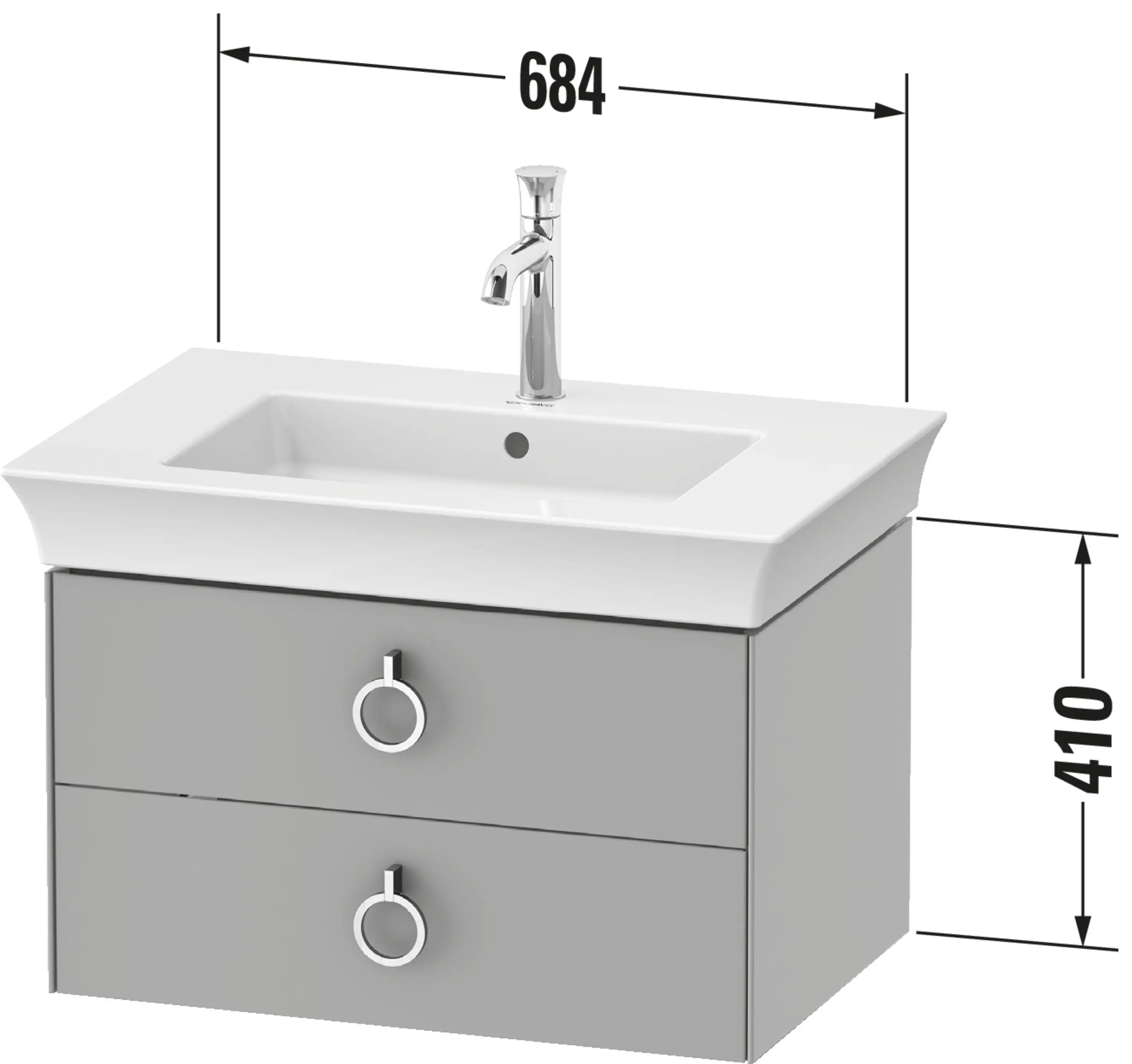 Duravit White Tulip 28 7/8'' Wall Mount Two Drawer Single Vanity Cabinet, Sink Sold Separately