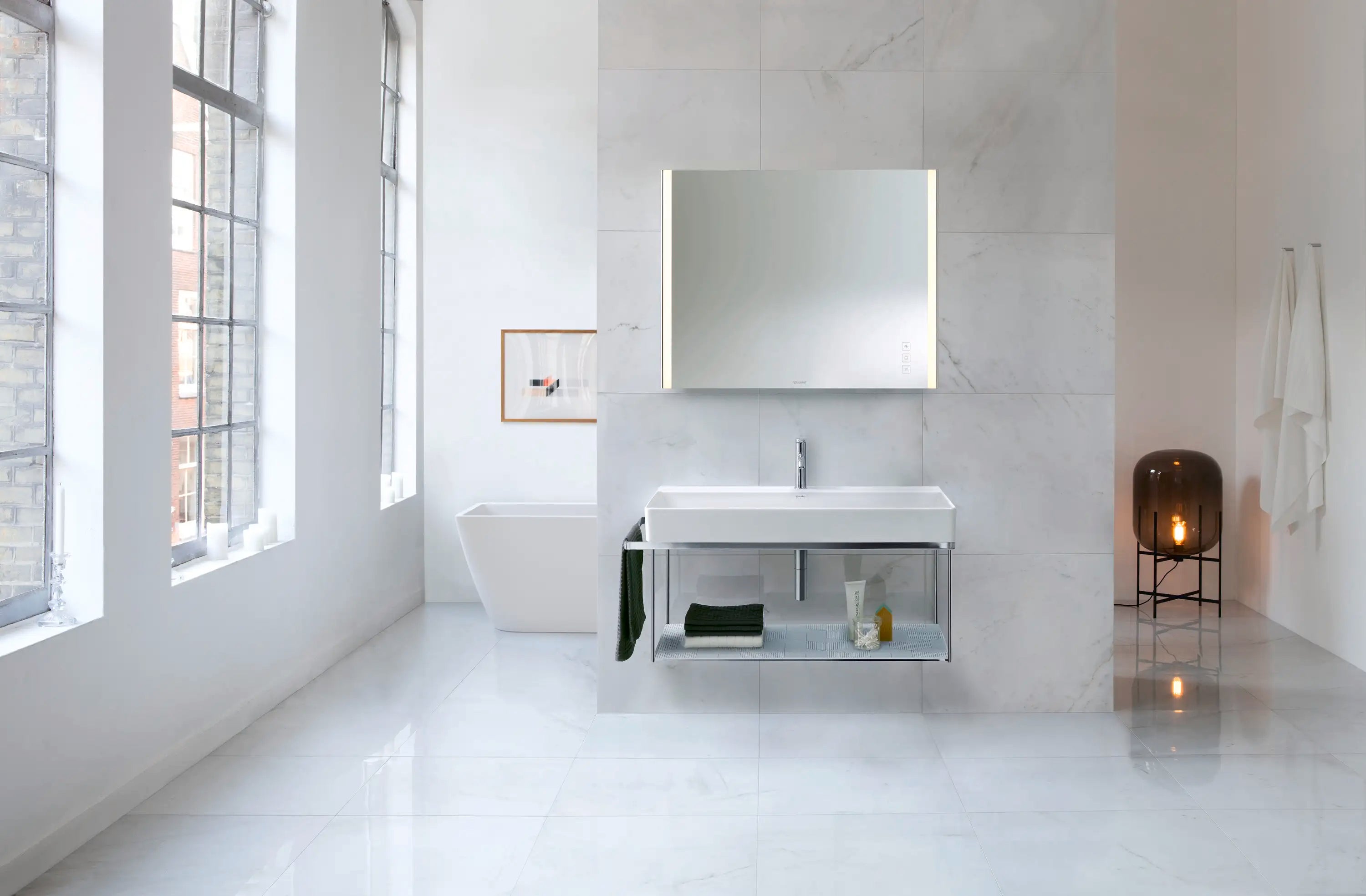 Duravit DuraSquare 39 3/8'' Rectangular Wall Mounted Sink in White with Single Faucet Hole and