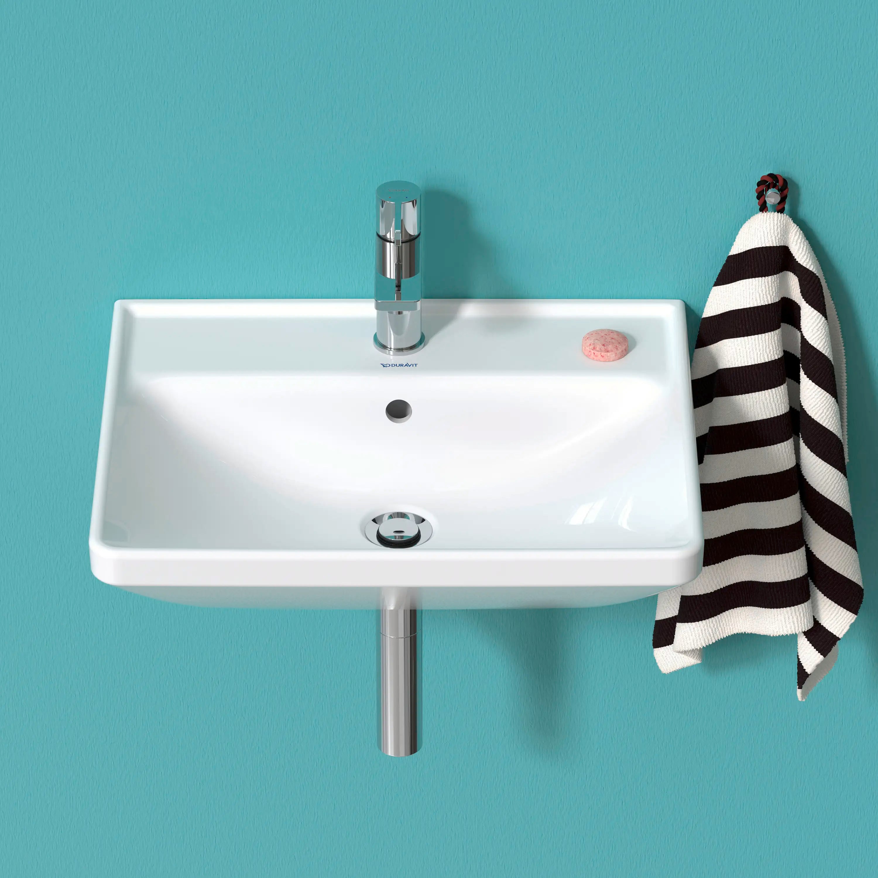Duravit D-Neo 23 5/8'' Rectangular Wall Mounted Sink in White with Single Faucet Hole and with Overflow