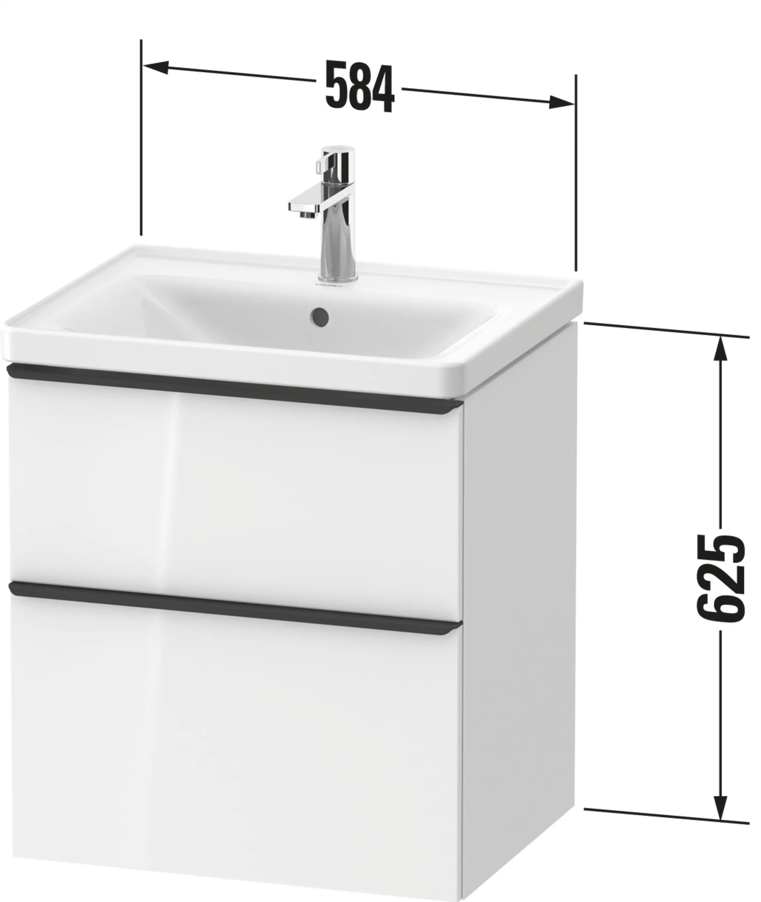 Duravit D-Neo 23'' Two Drawer Single Vanity Cabinet, Sink Sold Separately