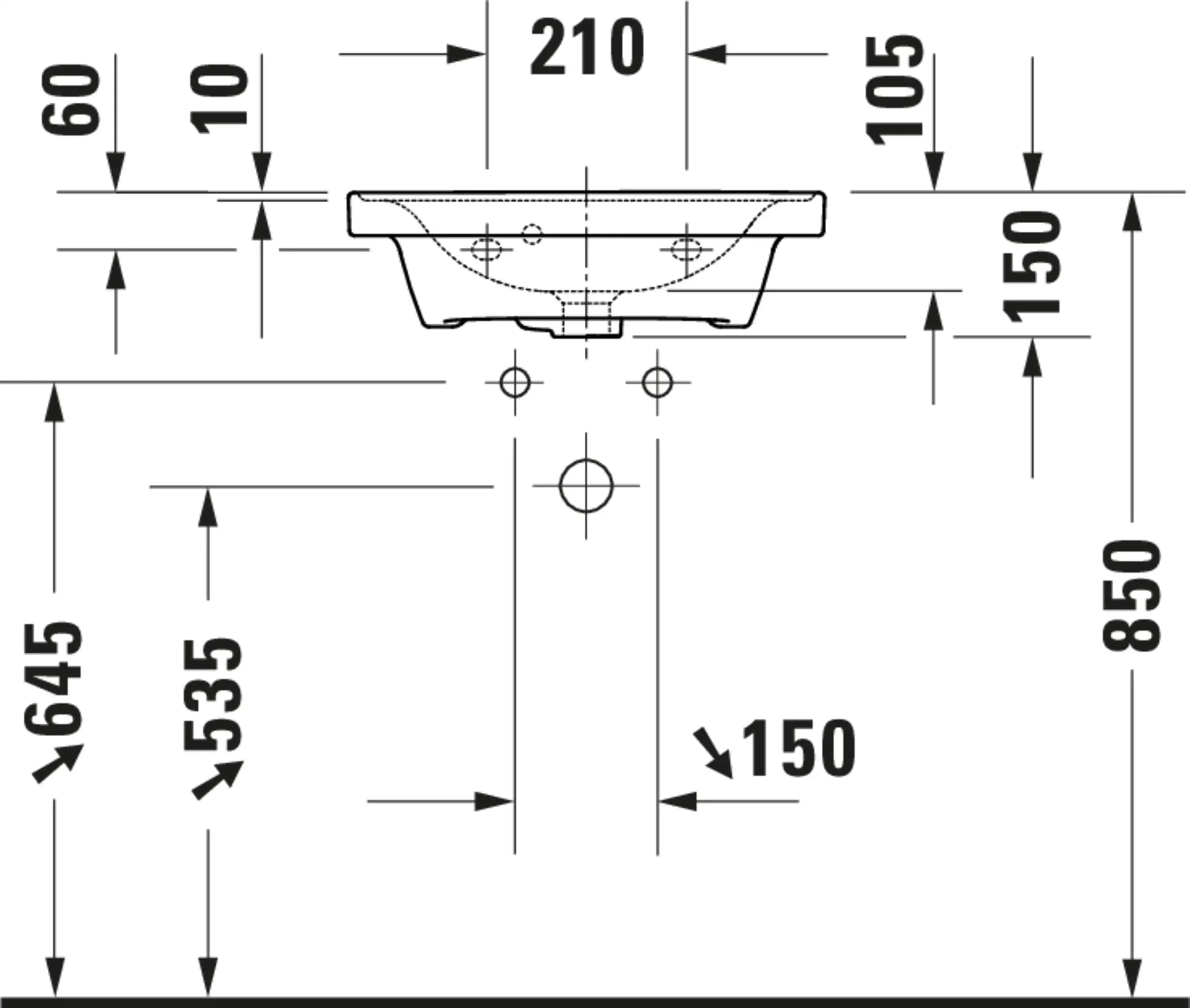 Duravit D-Neo 19 5/8'' Rectangular Wall Mounted Sink in White with Single Faucet Hole and with Overflow