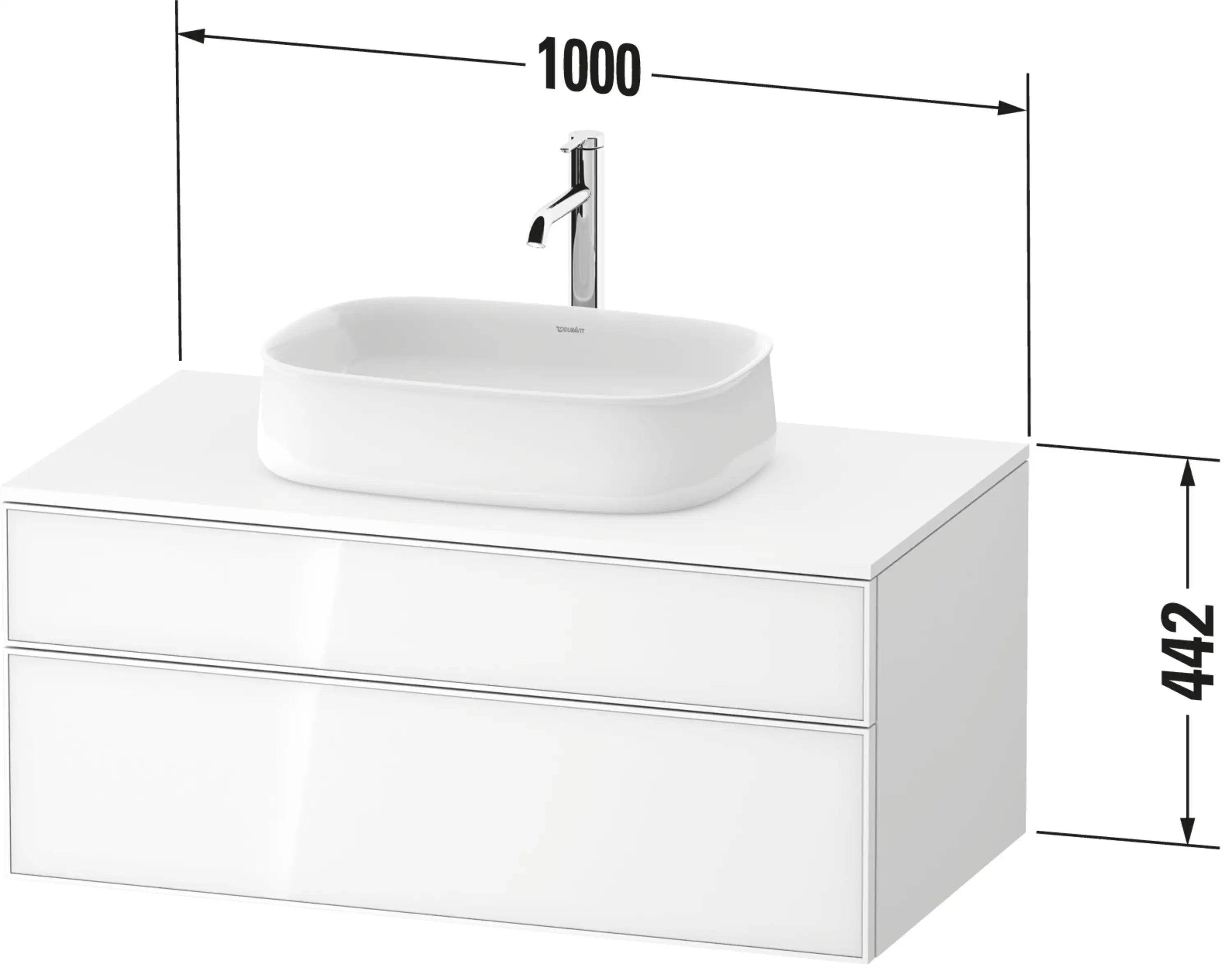 Duravit Zencha 39 3/8'' Wall Mount Two Drawer Single Vanity Cabinet, Sink Sold Separately