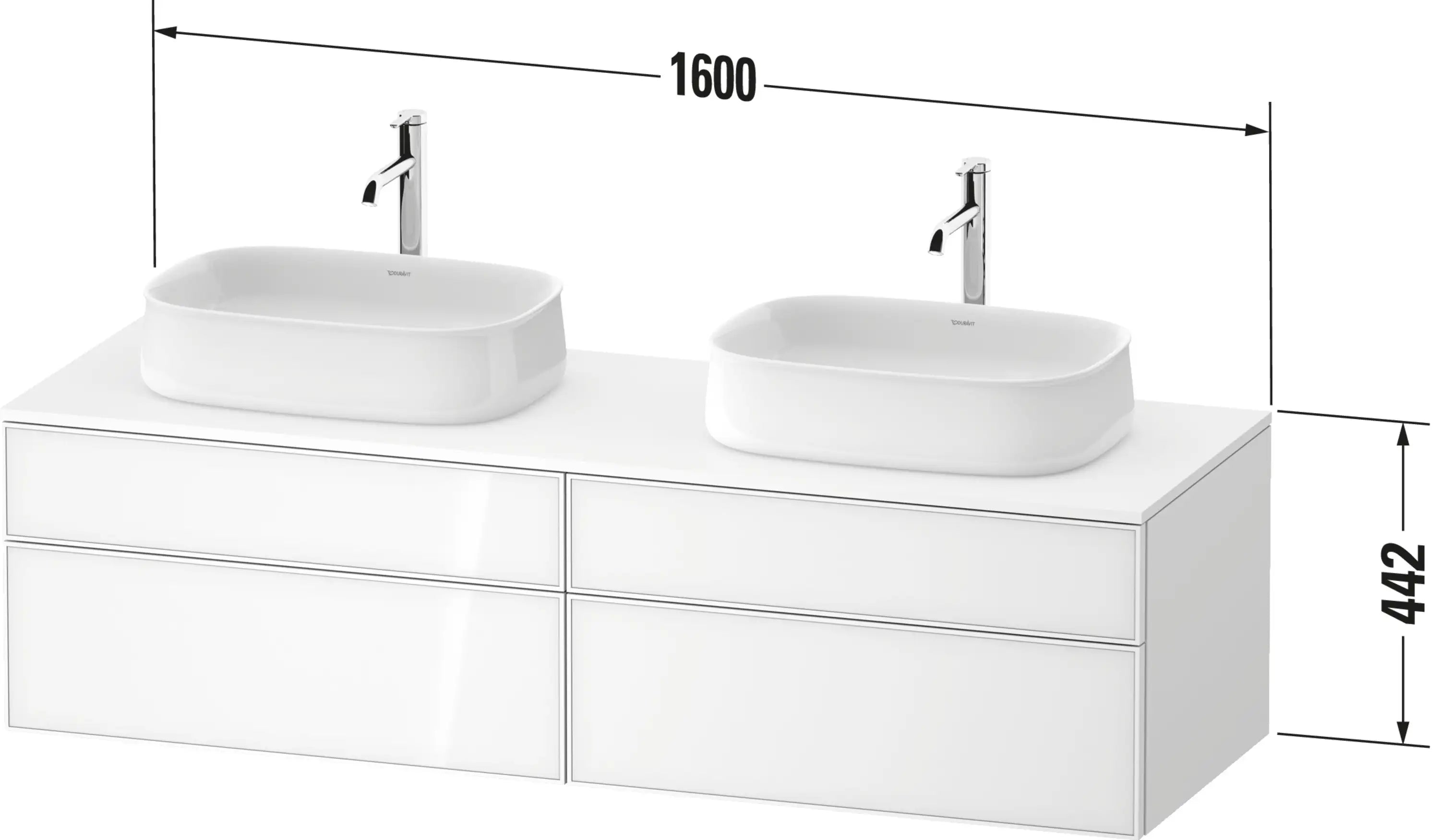 Duravit Zencha 39 3/8'' Wall Mount Double Vanity Cabinet, Sink Sold Separately