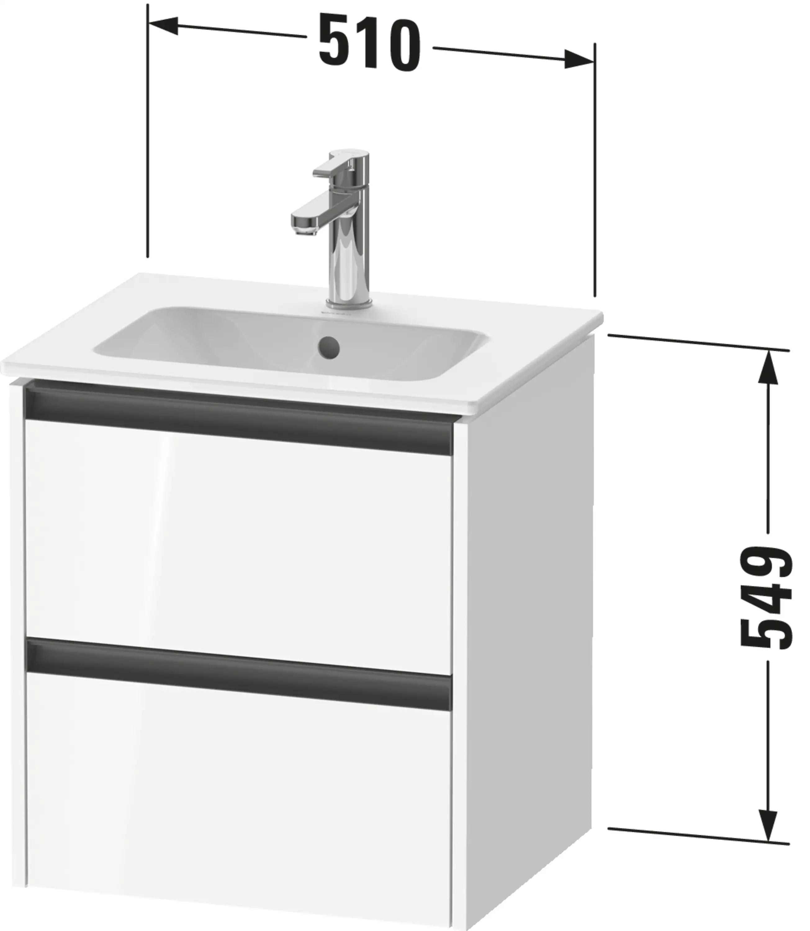 Duravit Ketho.2 20 1/8'' Wall Mount Two Drawer Single Vanity Cabinet, Sink Sold Separately