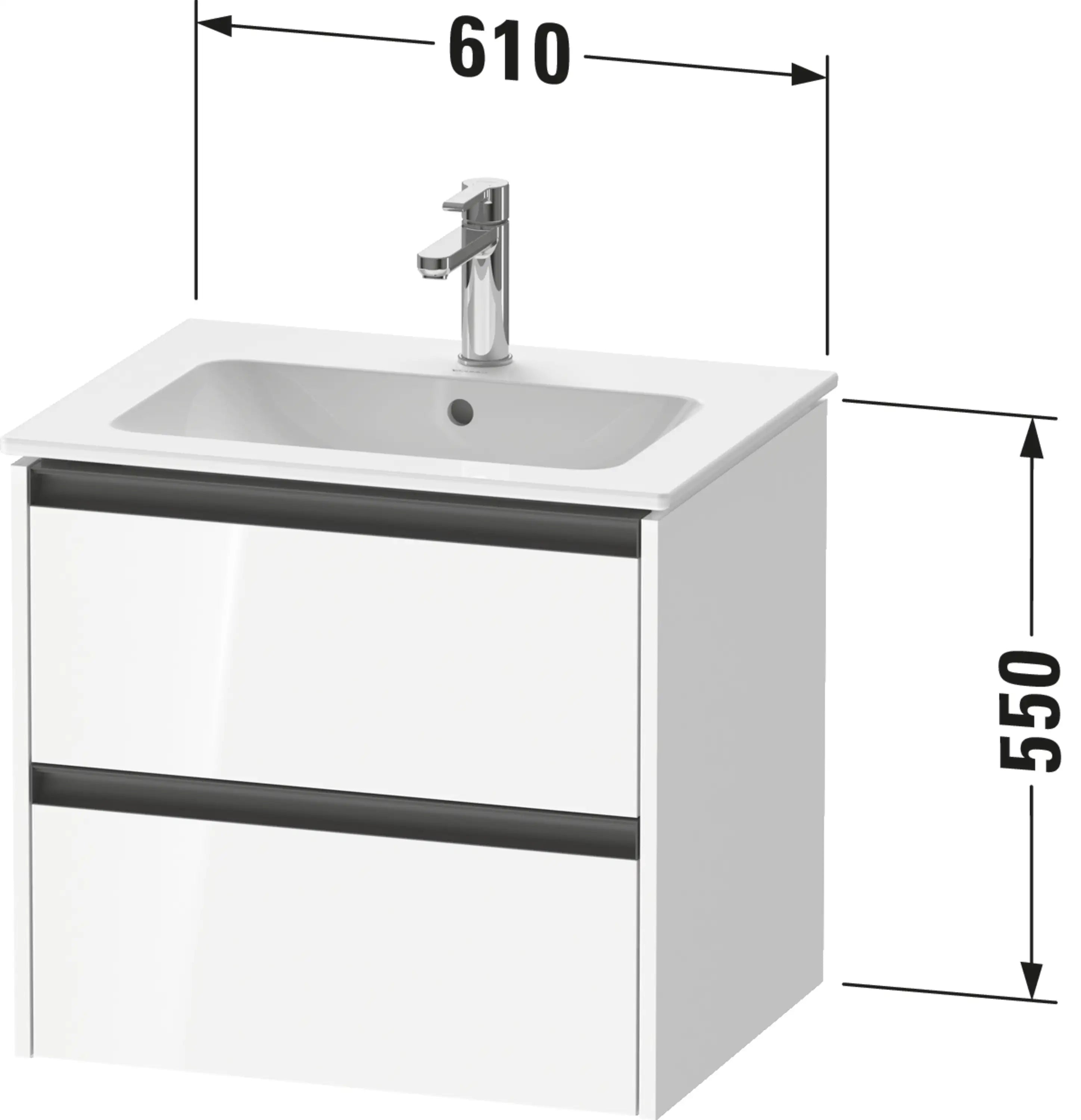 Duravit Ketho.2 24'' Wall Mount Two Drawer Single Vanity Cabinet, Sink Sold Separately