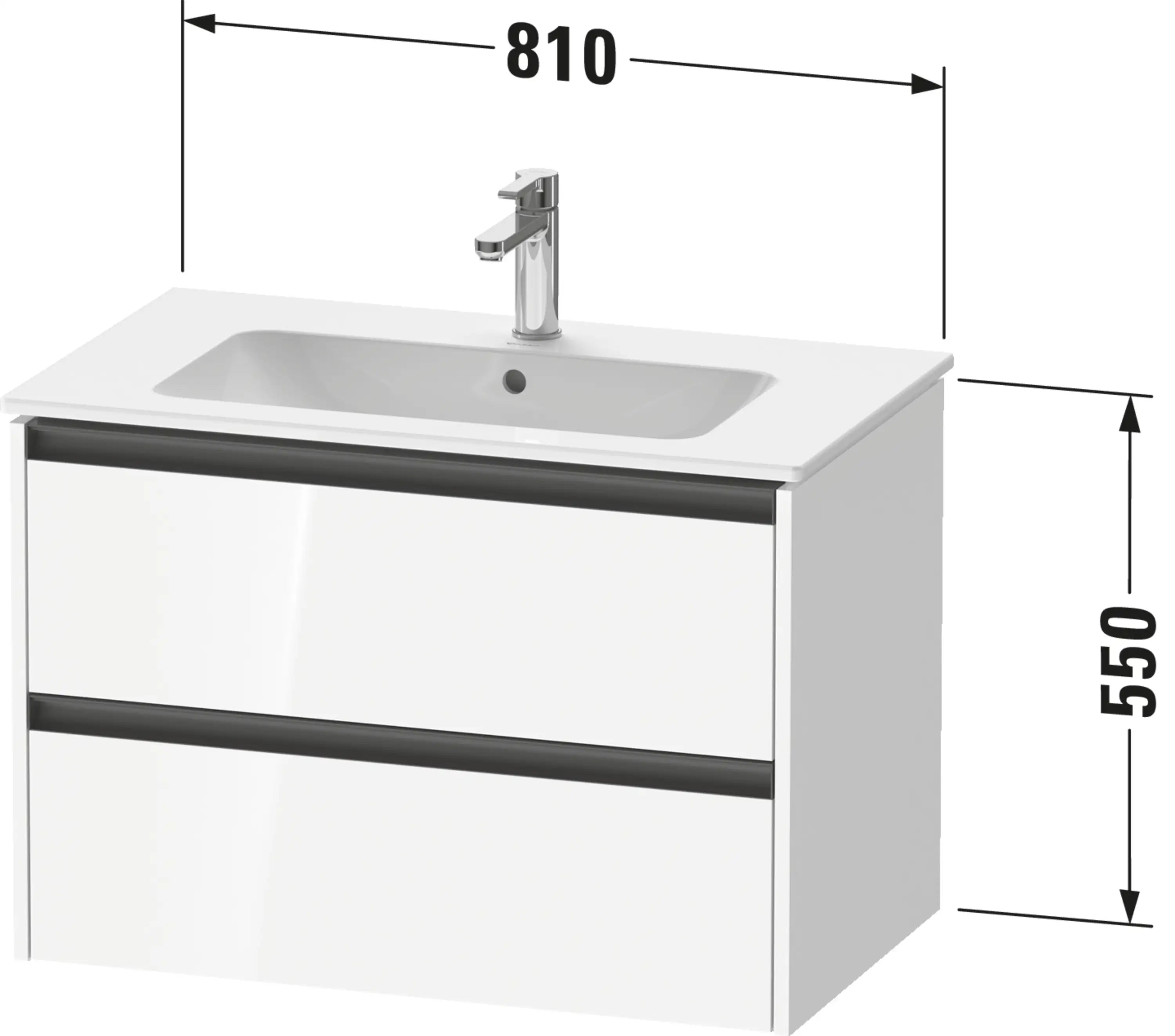 Duravit Ketho.2 31 7/8'' Wall Mount Two Drawer Single Vanity Cabinet, Sink Sold Separately
