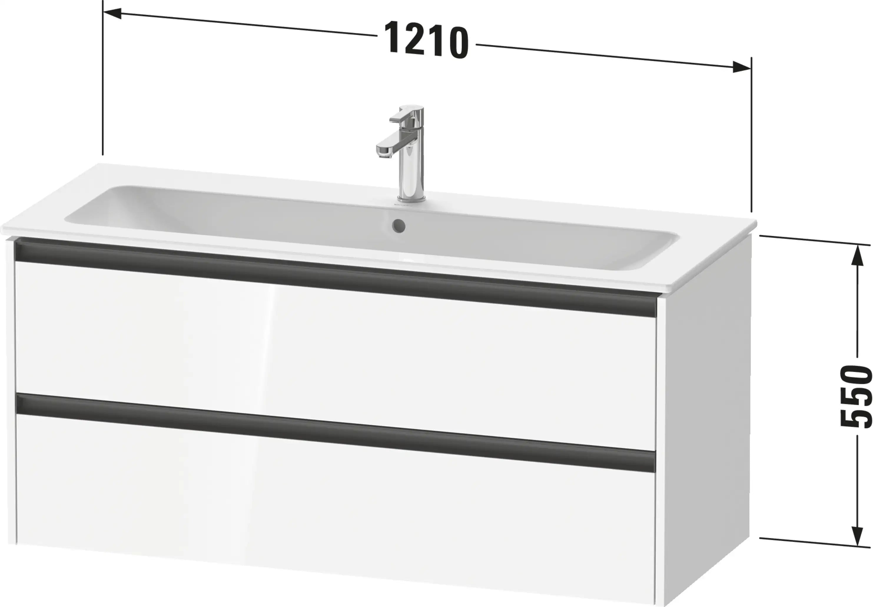 Duravit Ketho.2 47 5/8'' Wall Mount Two Drawer Single Vanity Cabinet, Sink Sold Separately