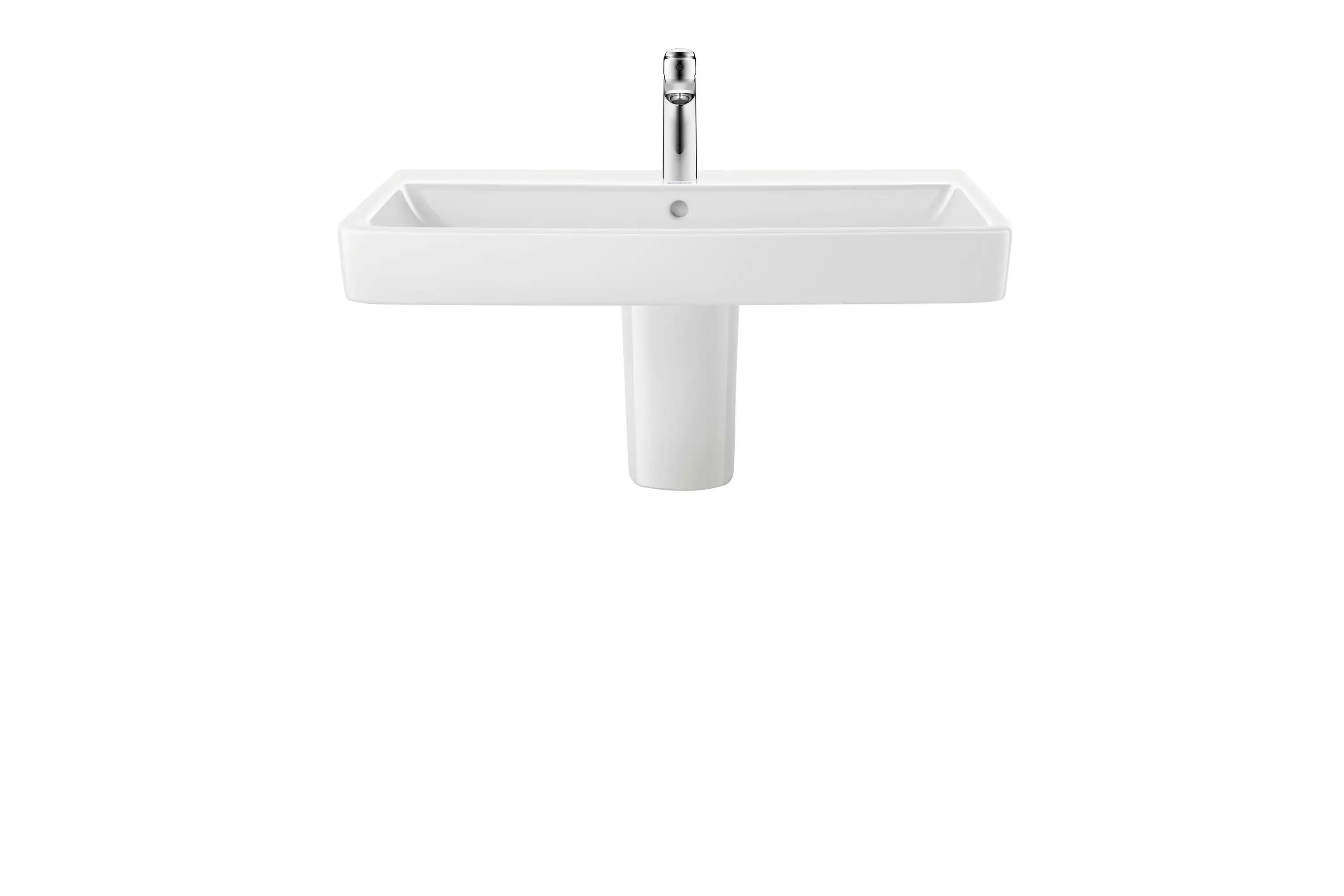 Duravit No.1 31 1/2'' Rectangular Wall Mounted Sink in White with Single Faucet Hole and with Overflow
