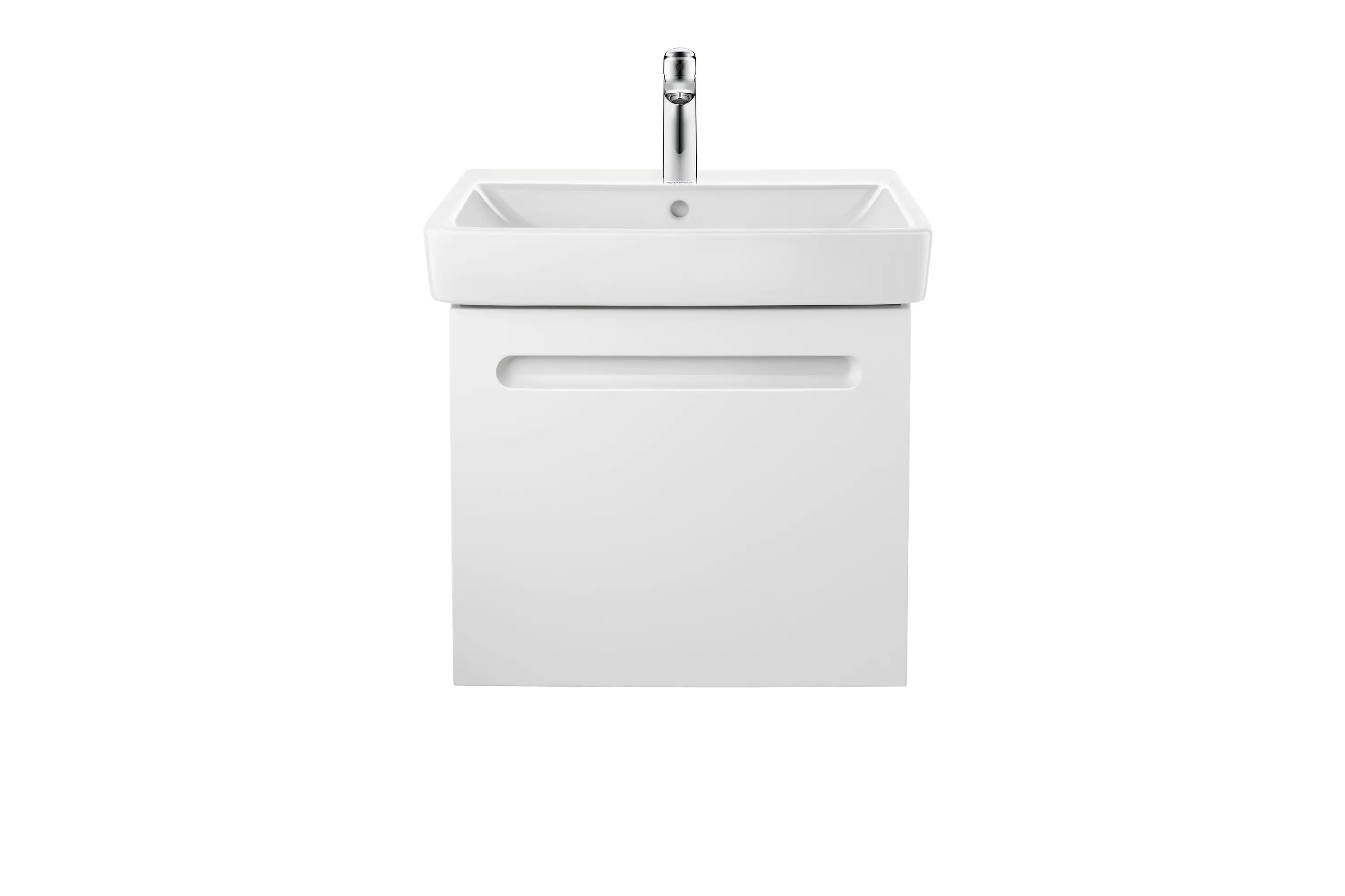 Duravit No.1 25 5/8'' Rectangular Wall Mounted Sink in White with Single Faucet Hole and with Overflow