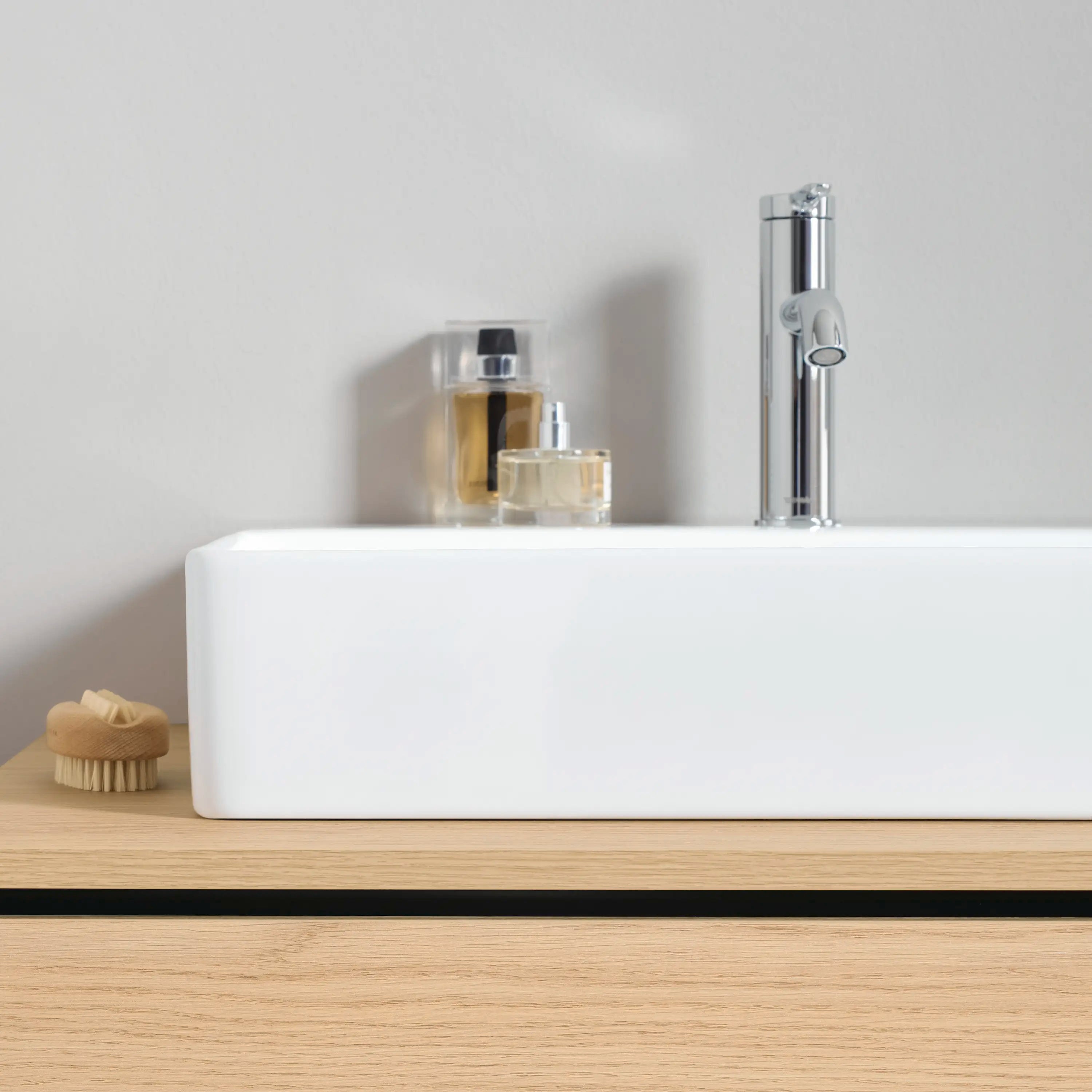 Duravit DuraSquare 47 1/4'' Rectangular Vessel Sink in White with Single Faucet Hole and