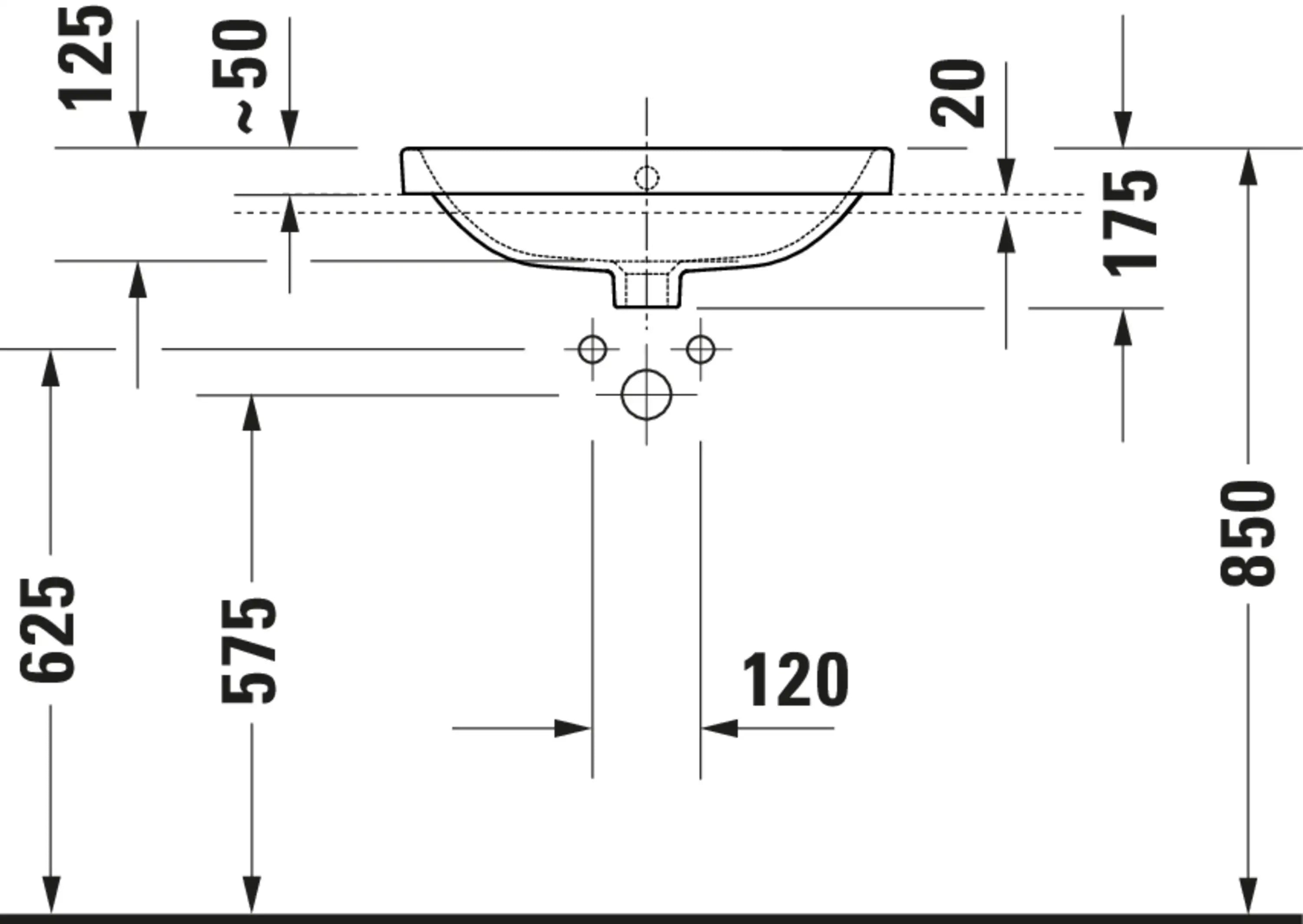 Duravit No.1 21 5/8'' Rectangular Drop In Sink in White with Single Faucet Hole and Overflow