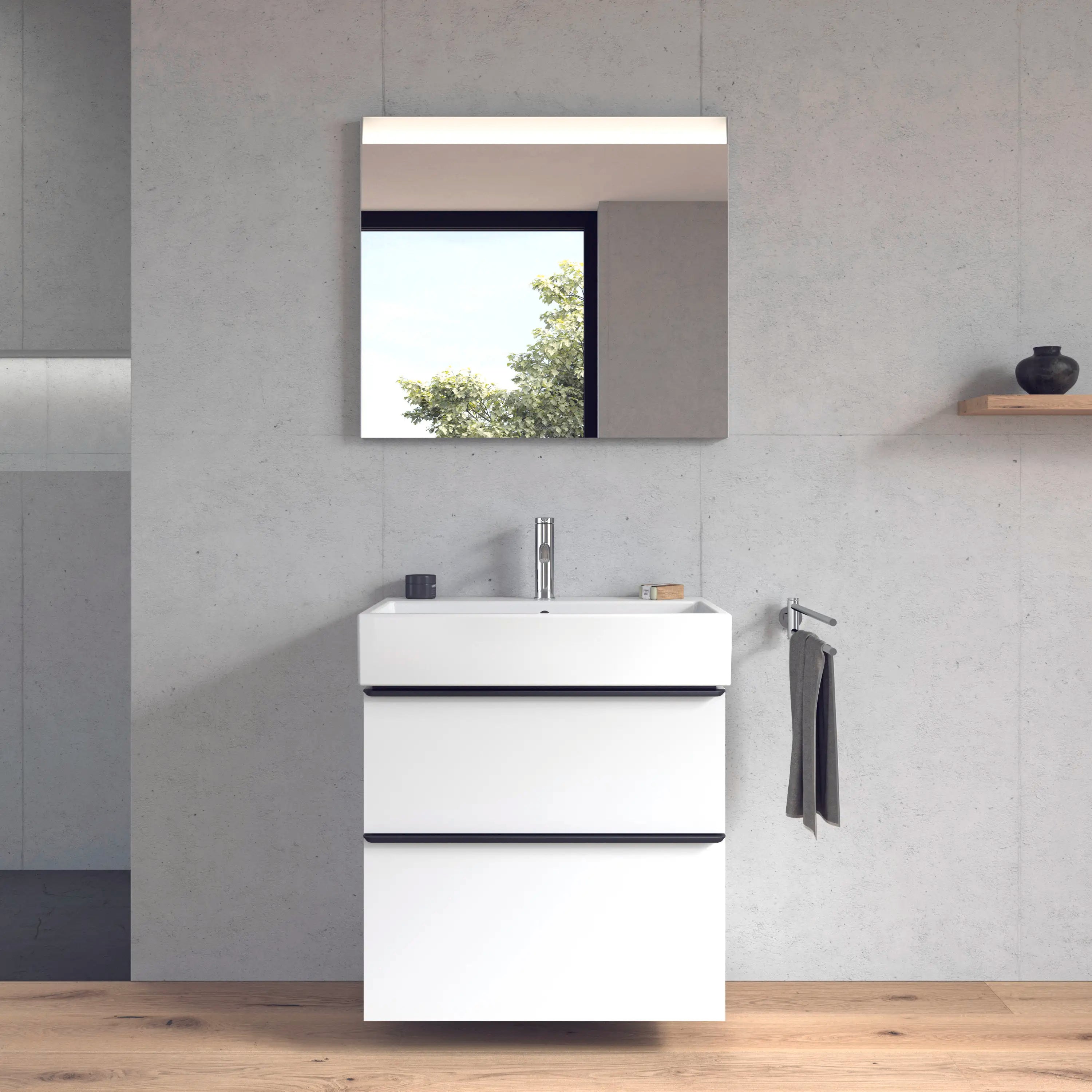 Duravit Vero 27 1/2'' Rectangular Wall Mounted Sink in White with Single Faucet Hole and with Overflow